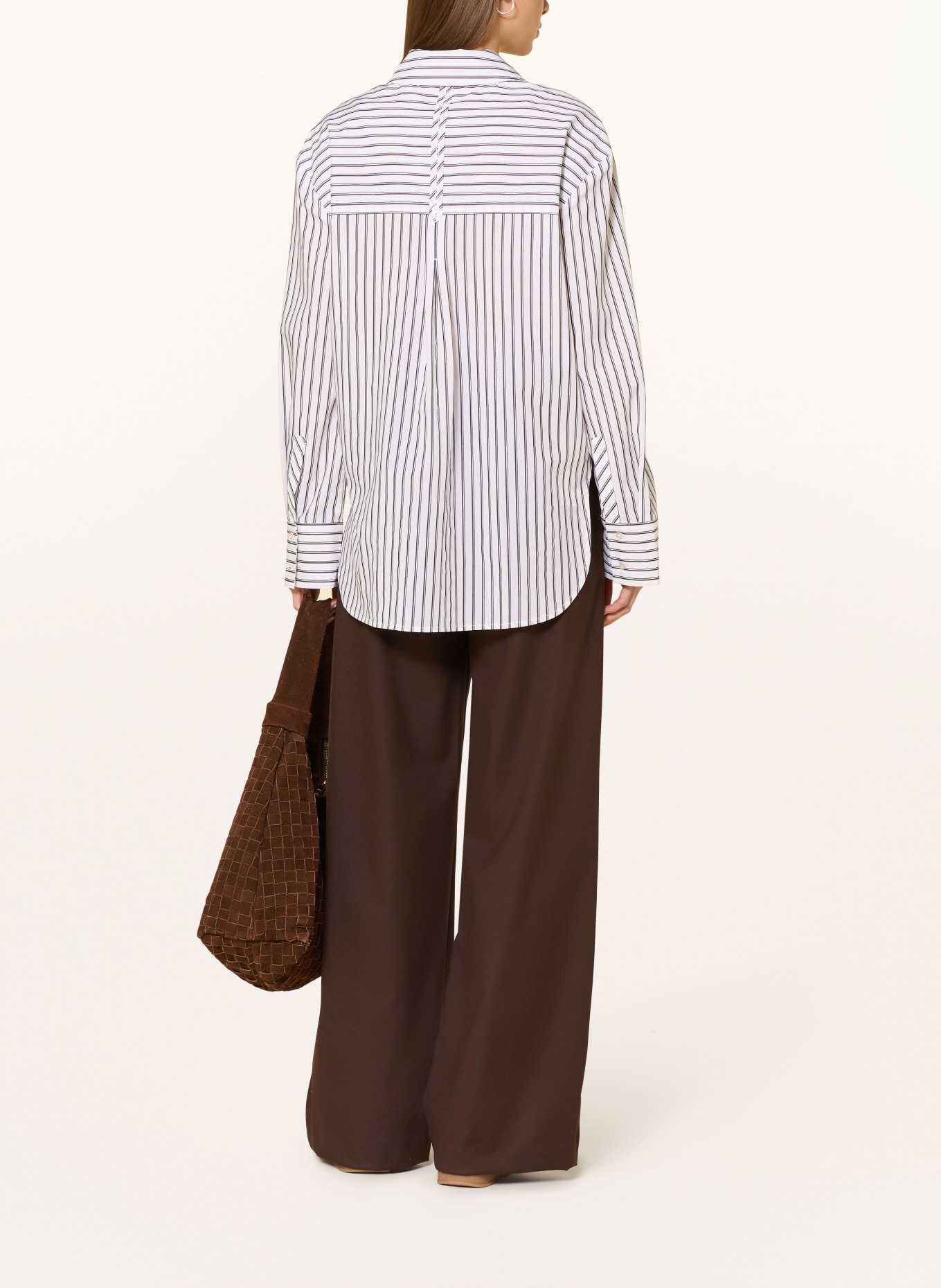 OPUS FAPO blouse: WHITE / DARK BROWN