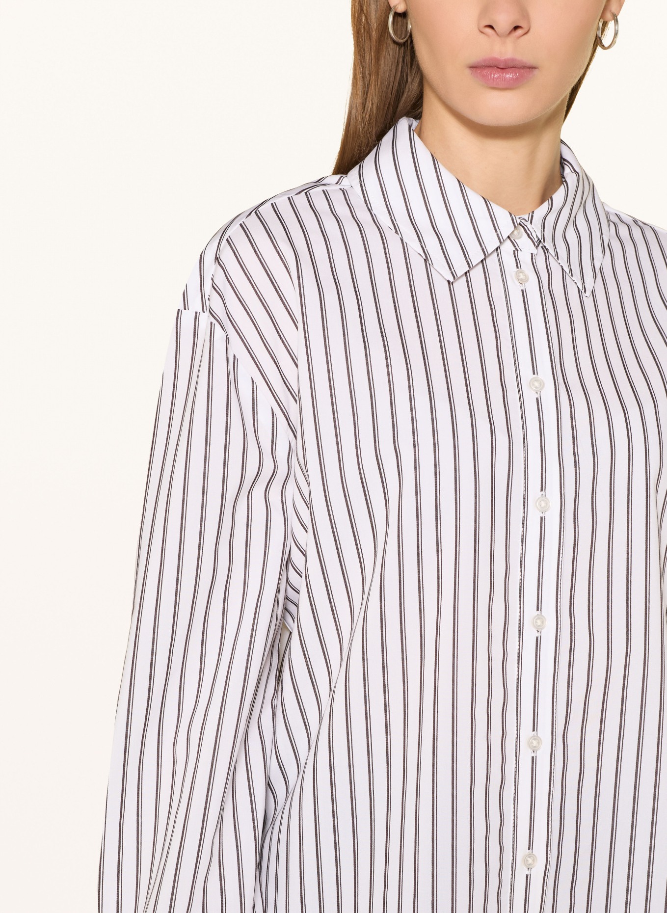 OPUS FAPO blouse: WHITE / DARK BROWN