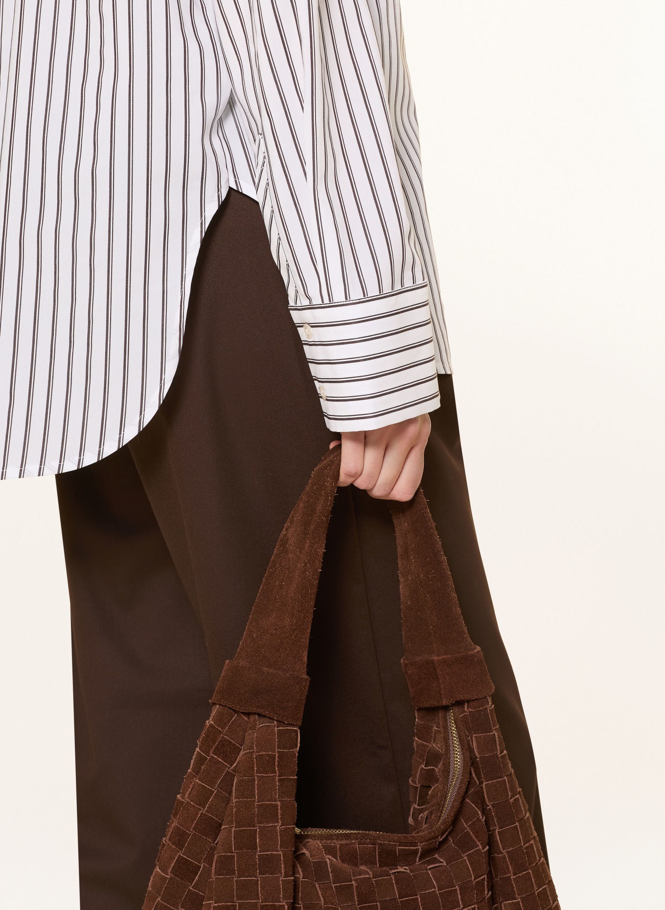 OPUS FAPO blouse: WHITE / DARK BROWN