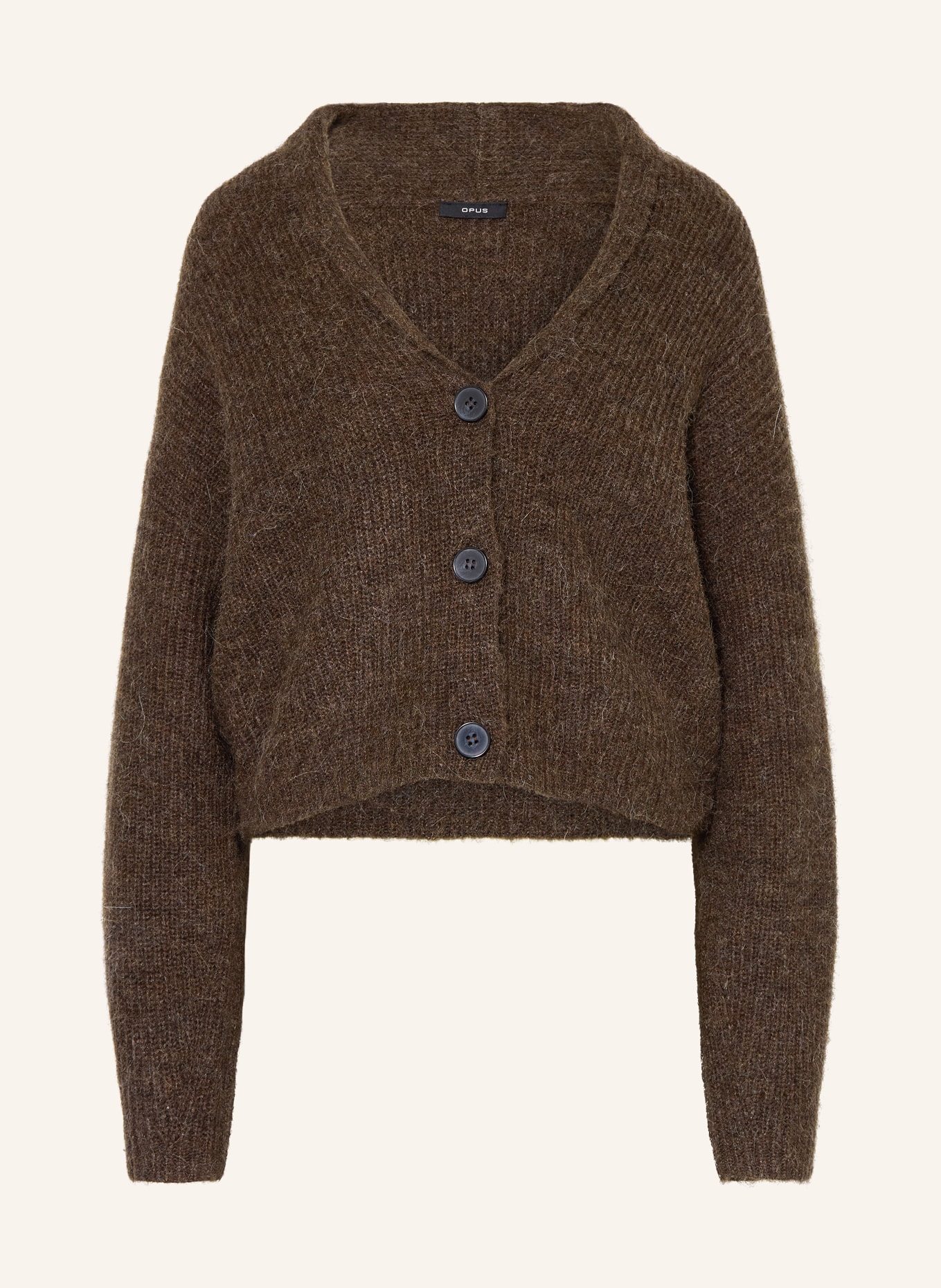 OPUS Strickjacke DUSENA: DUNKELBRAUN