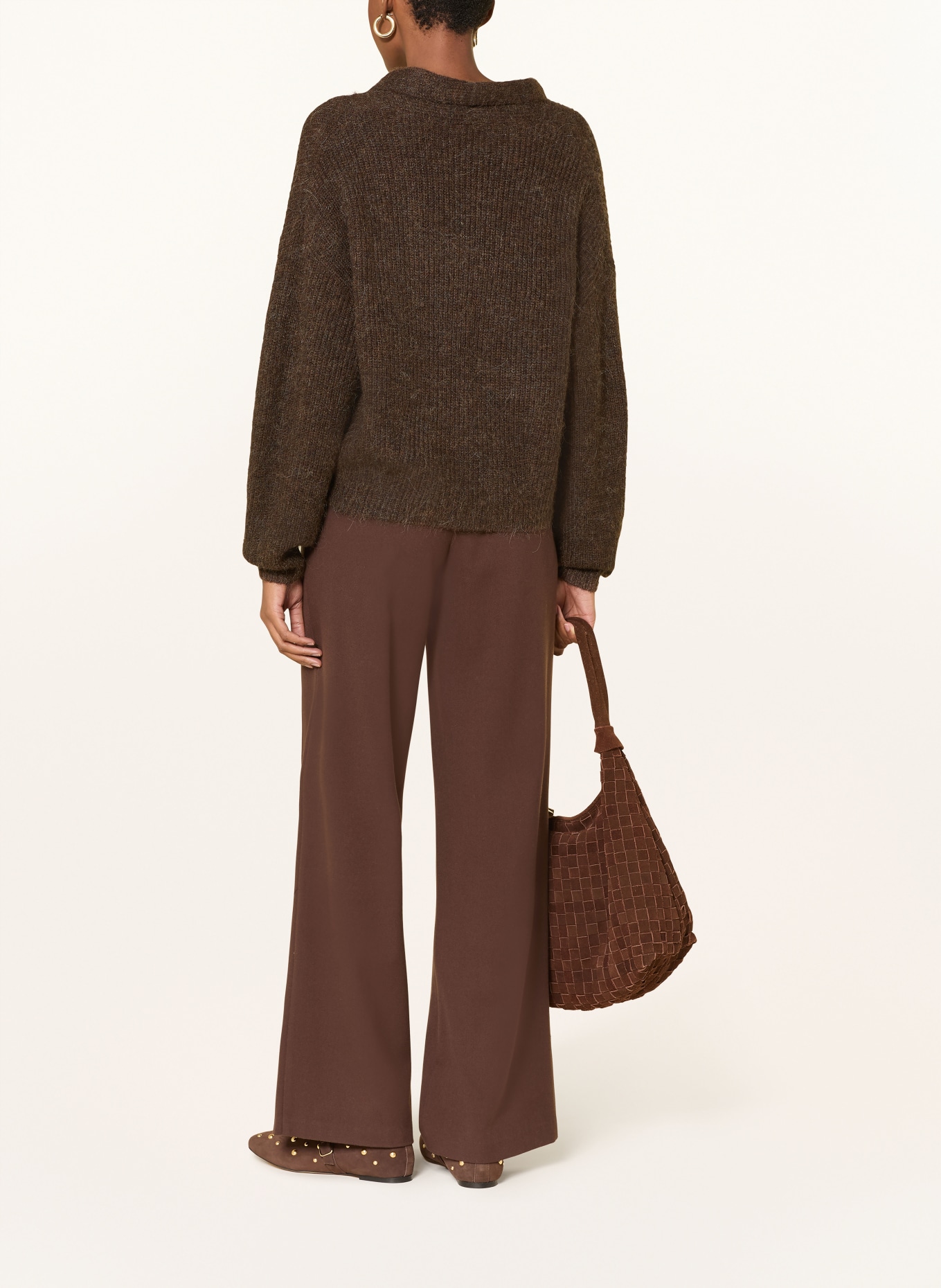 OPUS Strickjacke DUSENA: DUNKELBRAUN