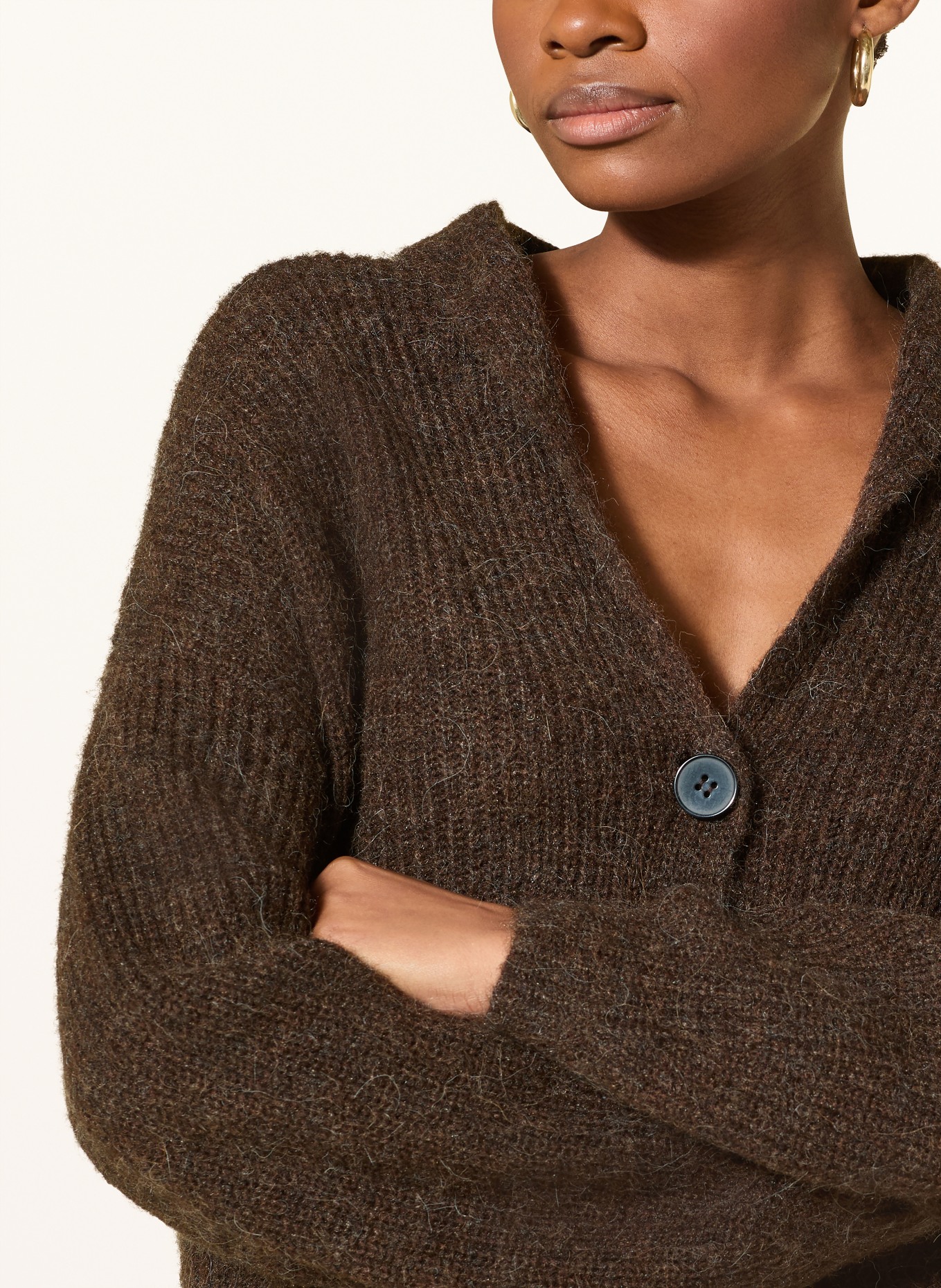 OPUS Strickjacke DUSENA: DUNKELBRAUN