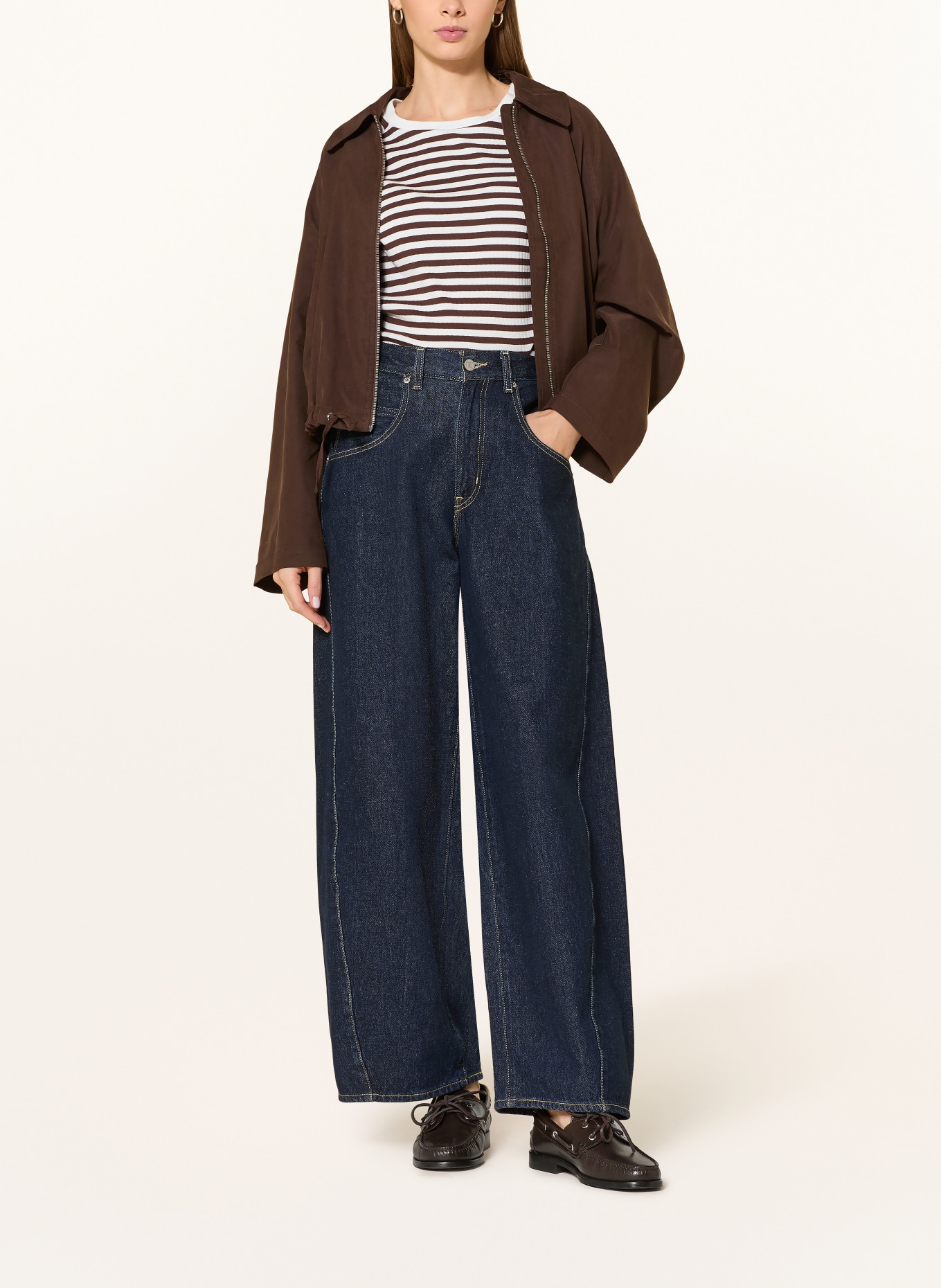 OPUS Dlouhé rukávy SORKA: BÍLÁ / TMAVĚ HNĚDÁ