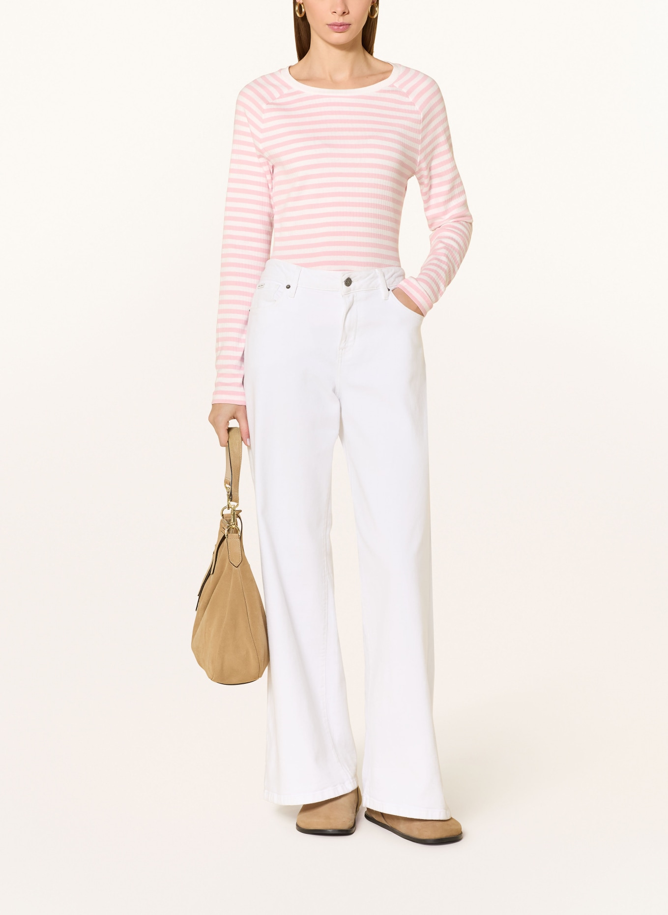 OPUS Dlouhé rukávy SORKA: KRÉMOVÁ / SVĚTLE RŮŽOVÁ