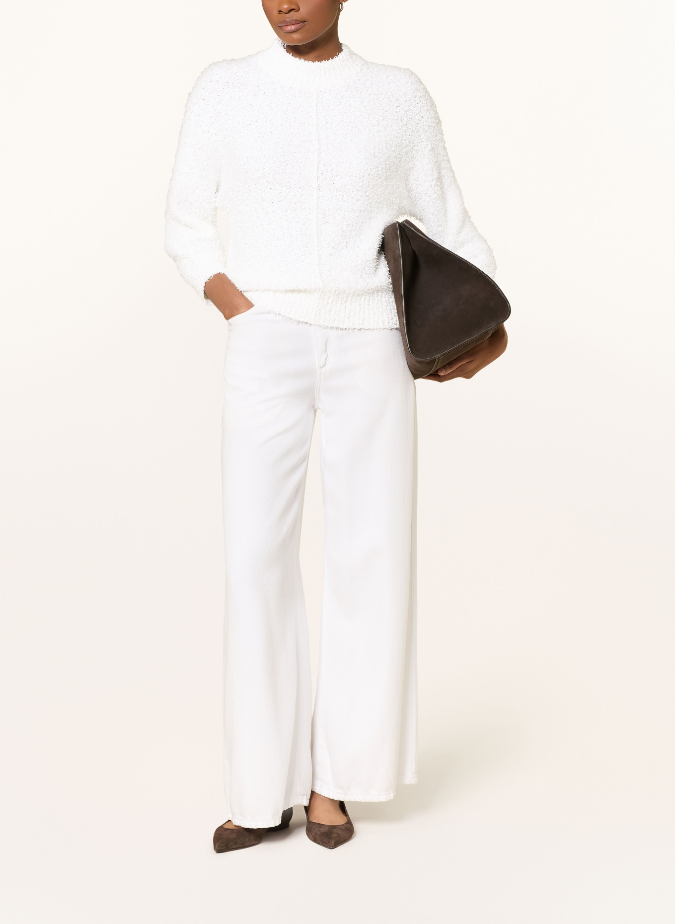 OPUS Svetr PUNEW s 3/4 rukávem: BÍLÁ