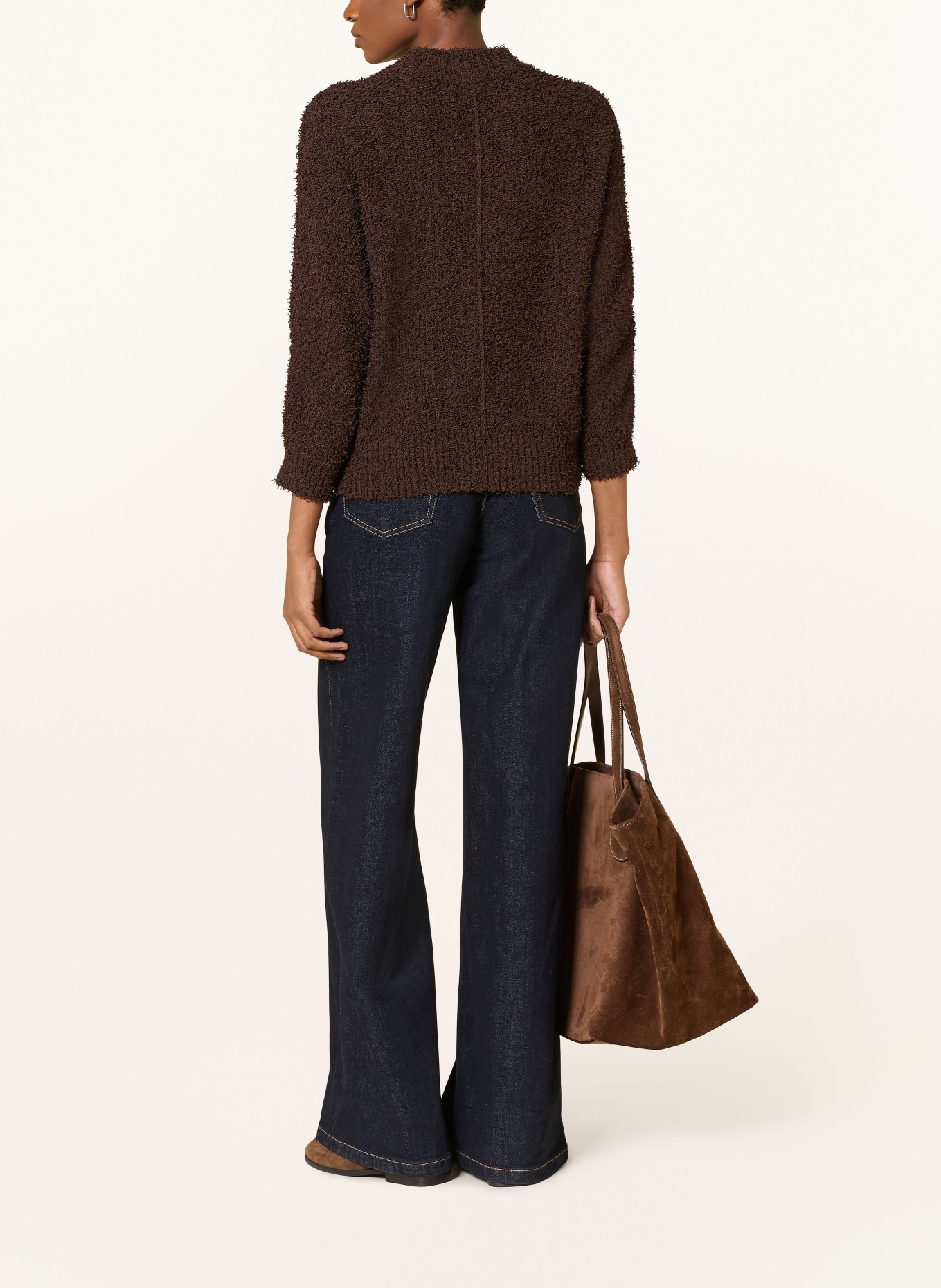 OPUS Svetr PUNEW s 3/4 rukávem: TMAVĚ HNĚDÁ