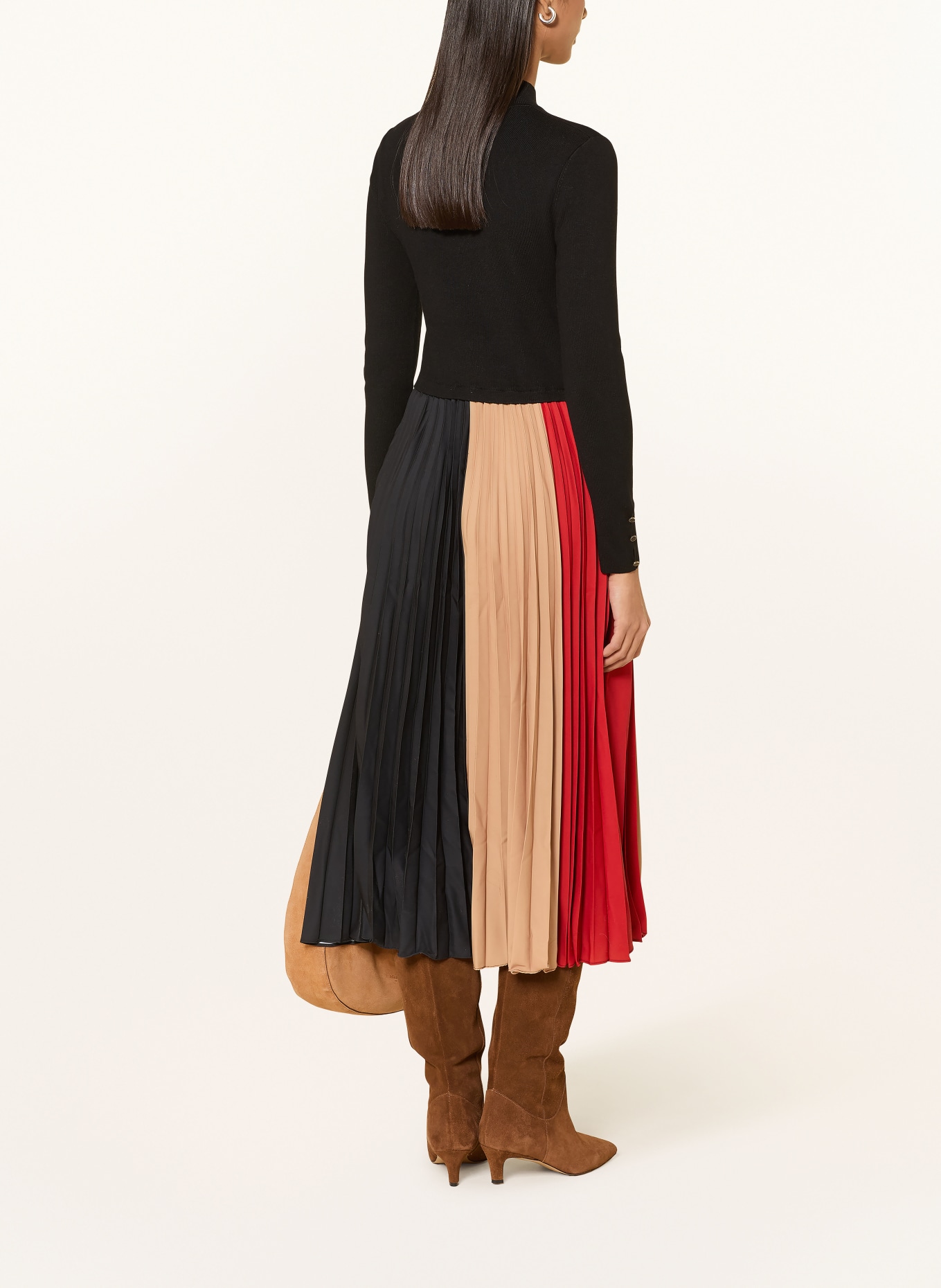 Phase Eight Kleid KIERA im Materialmix: SCHWARZ / CAMEL / ROT