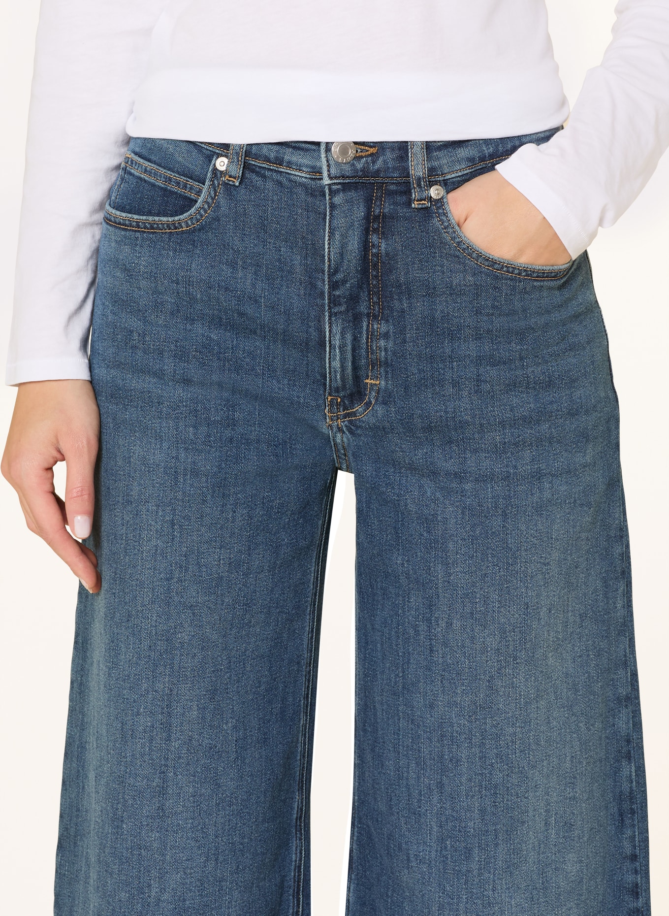 OPUS PANTS Wide Leg Jeans MARI MASH: 70303 dark dusty blue