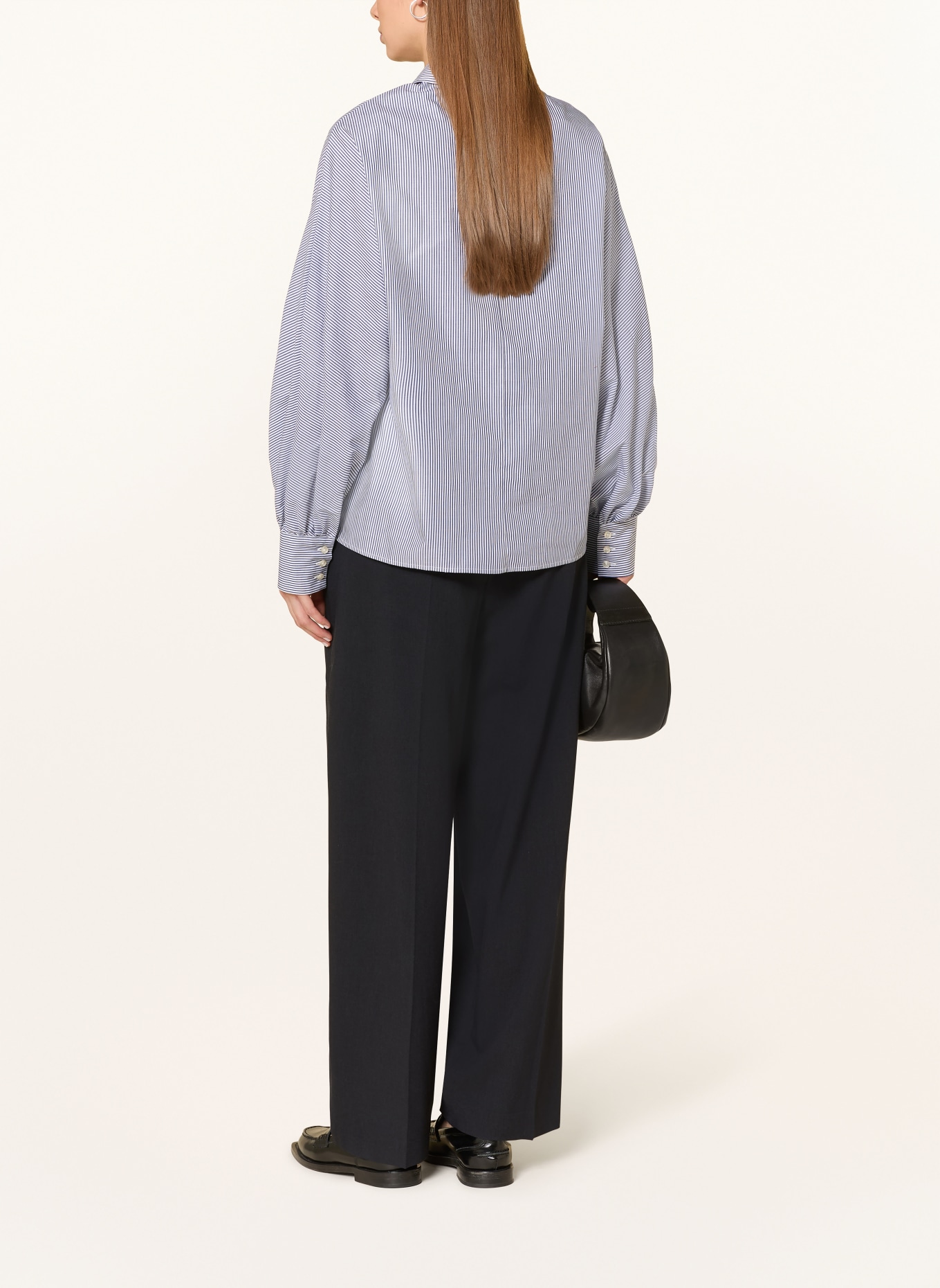 OPUS PANTS Kalhoty MOIRA BLOOM: TMAVĚ MODRÁ