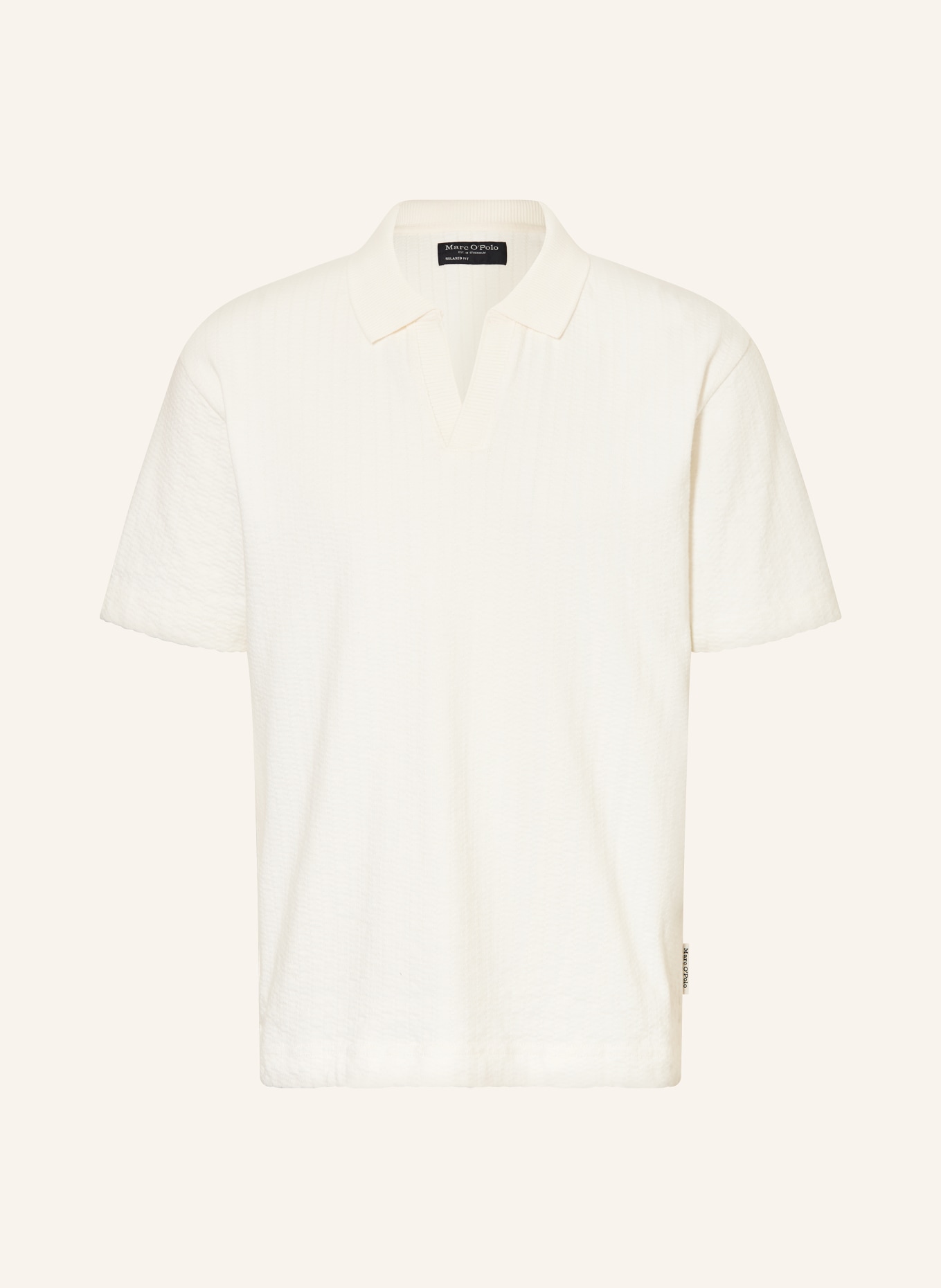 Marc O'Polo Strick-Poloshirt Relaxed Fit: ECRU