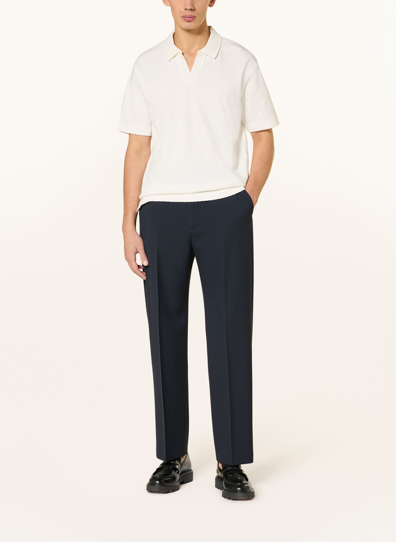 Marc O'Polo Strick-Poloshirt Relaxed Fit: ECRU
