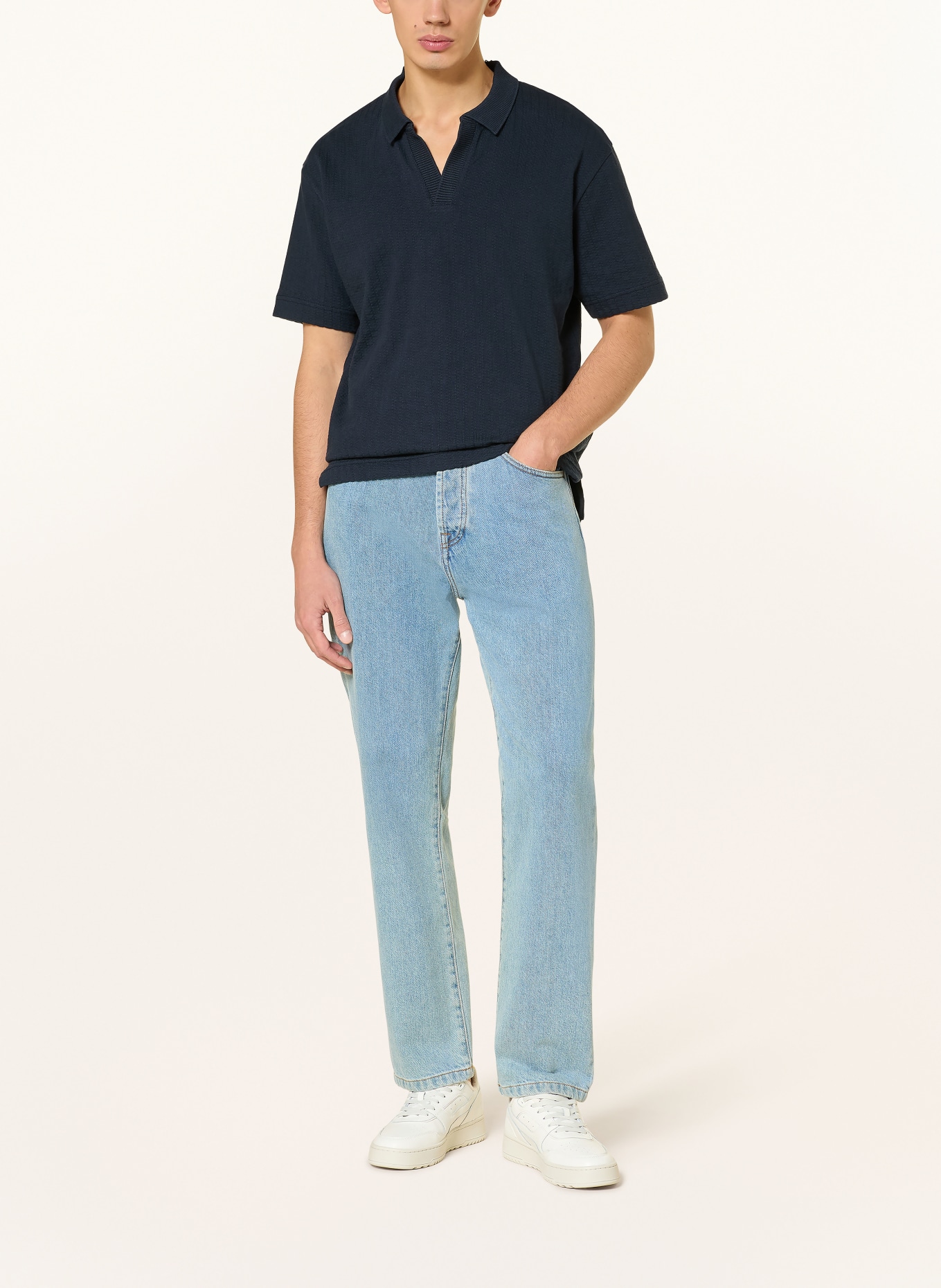 Marc O'Polo Knitted polo shirt, relaxed fit: DARK BLUE