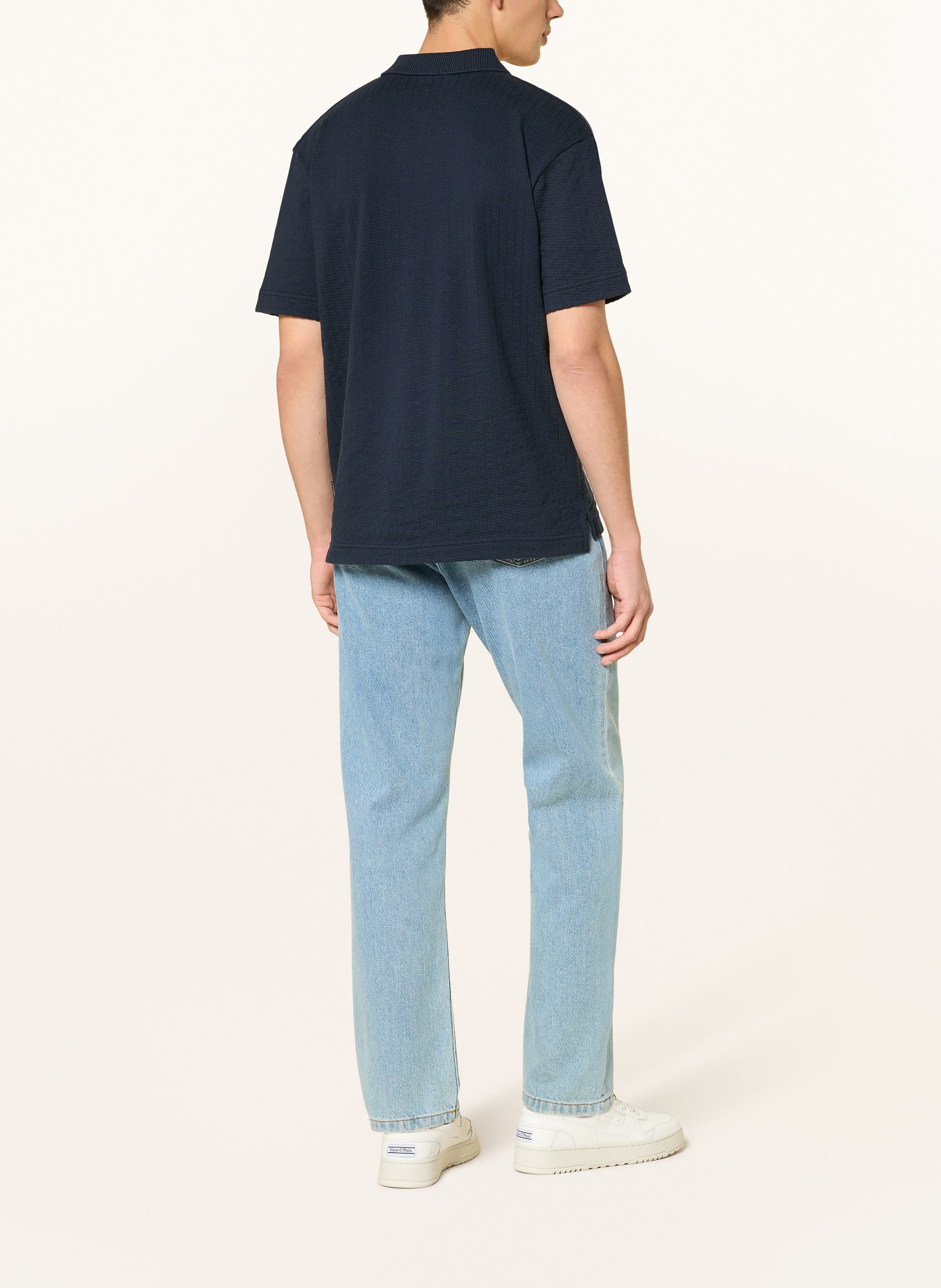 Marc O'Polo Knitted polo shirt, relaxed fit: DARK BLUE
