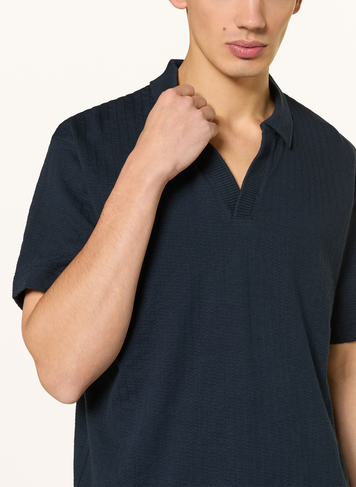 Marc O'Polo Knitted polo shirt, relaxed fit: DARK BLUE