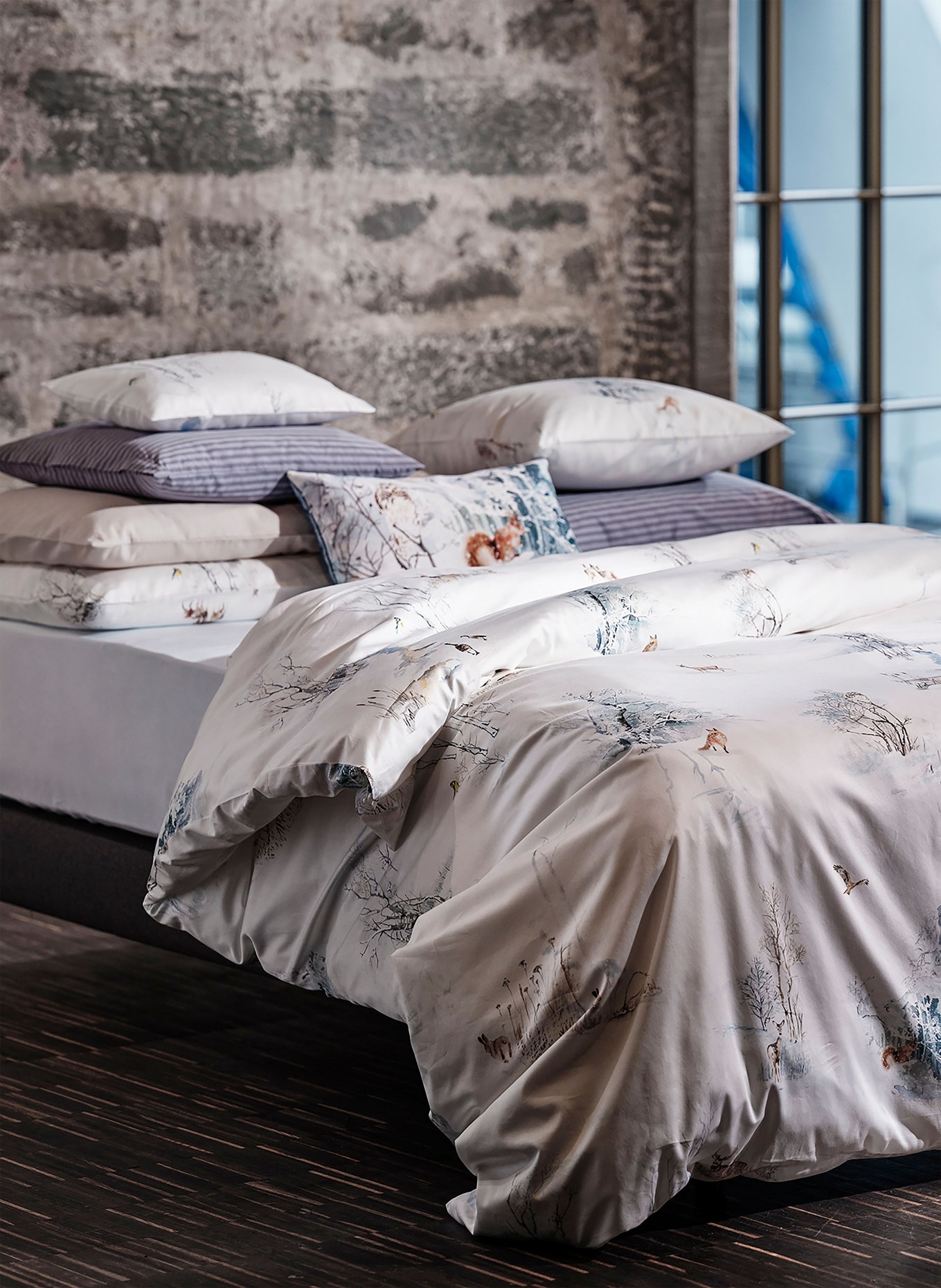 Christian Fischbacher Bettwäsche FINJA: WEISS / ROT / BLAU