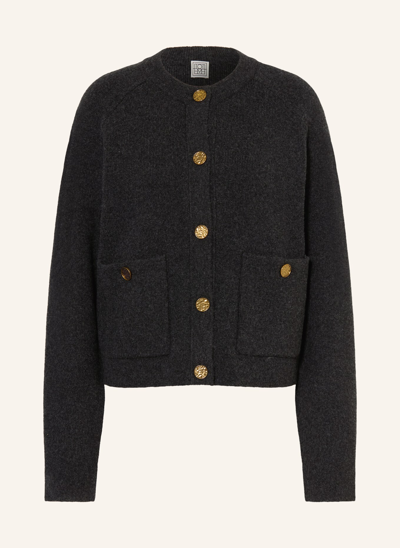 TOTEME Strickjacke: DUNKELGRAU / GOLD