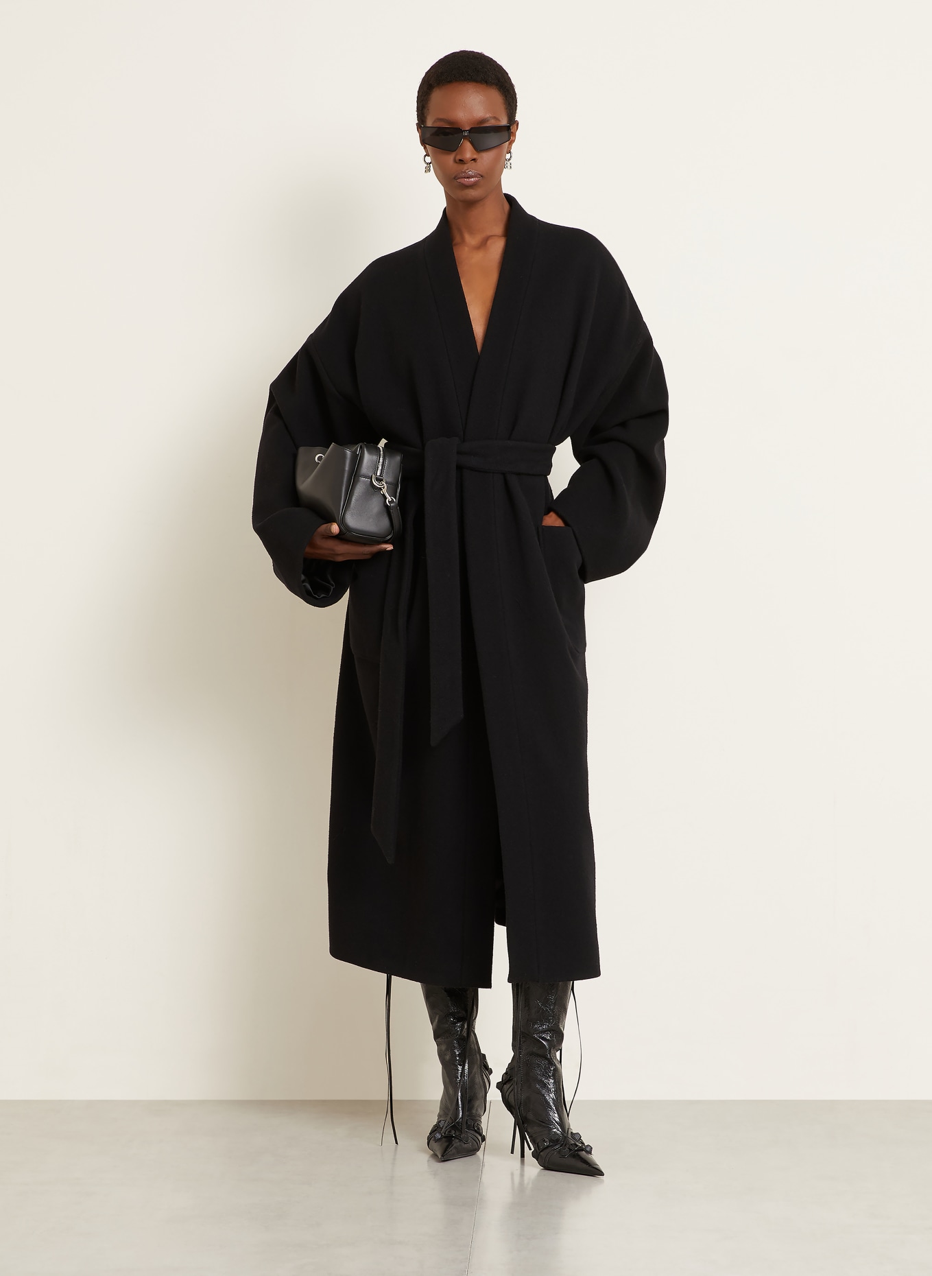 BALENCIAGA Wollmantel: SCHWARZ
