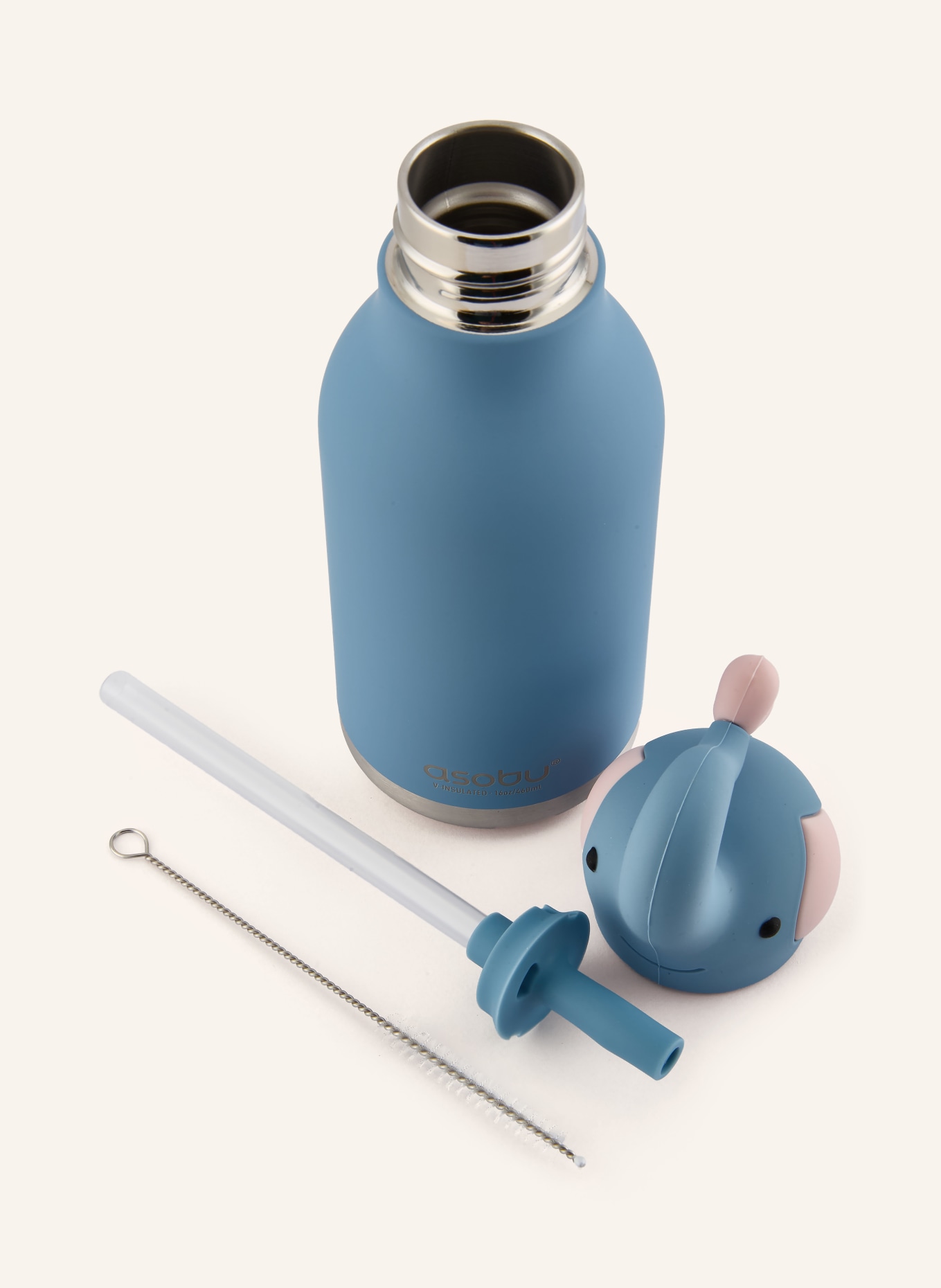 asobu Isolierflasche BESTIE: BLAUGRAU / ROSA / SCHWARZ