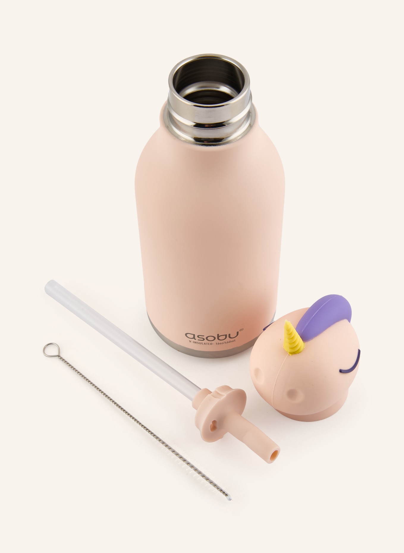 asobu Isolierflasche BESTIE: ECRU / NEONGELB / HELLBLAU