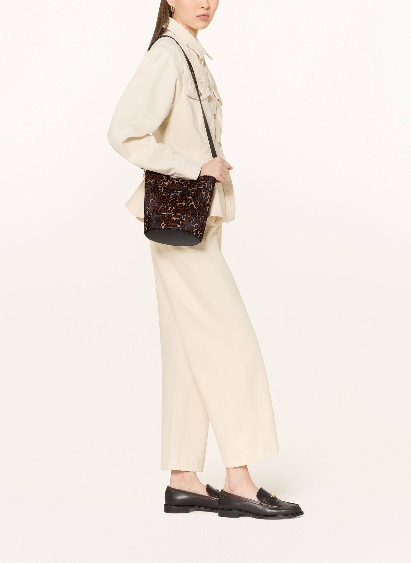 CLAUDIE PIERLOT Umhängetasche: DUNKELBRAUN / BEIGE / SCHWARZ