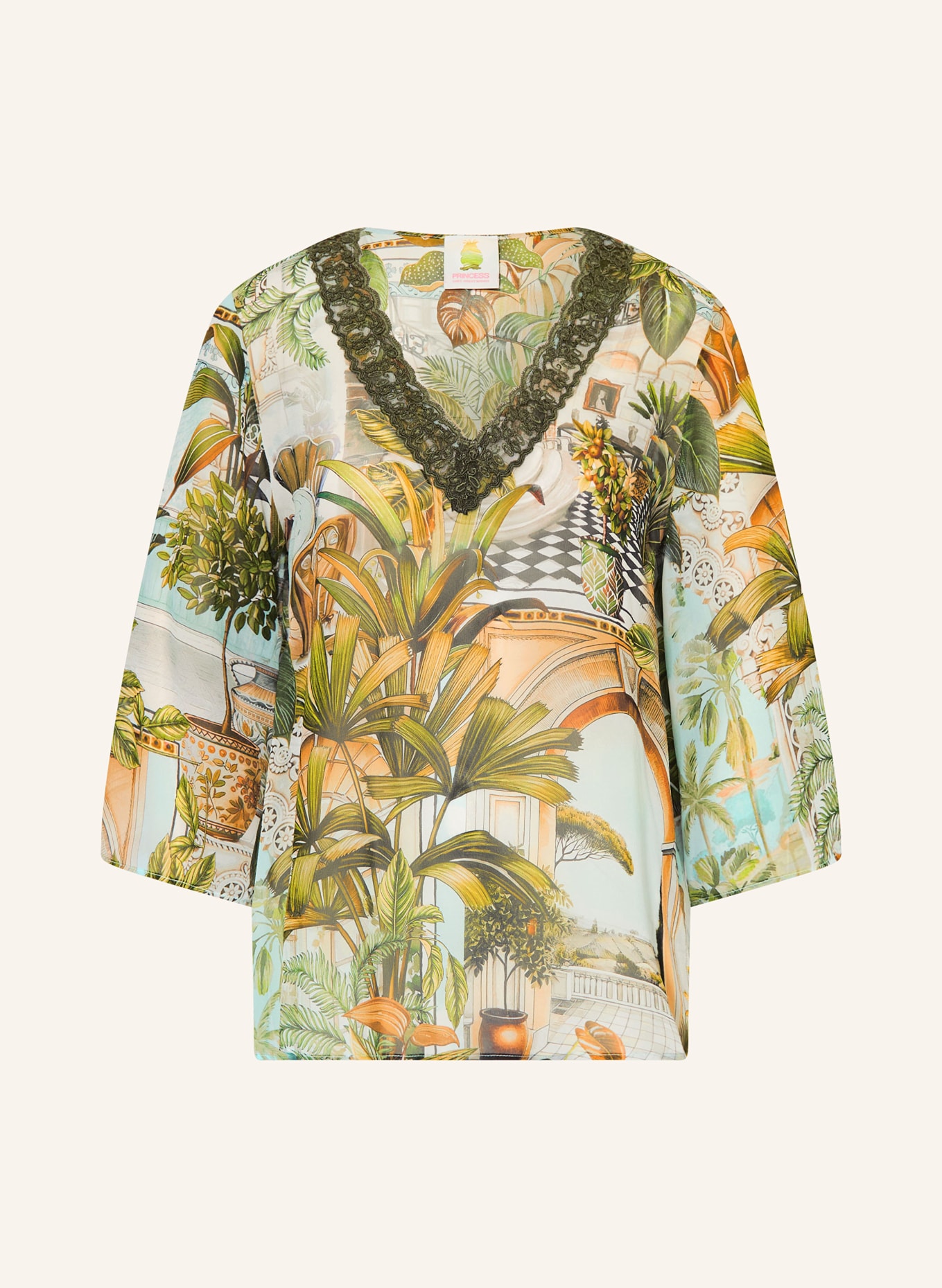 Princess GOES HOLLYWOOD Blusenshirt aus Seide mit 3/4-Arm: GRÜN / HELLBRAUN / HELLBLAU