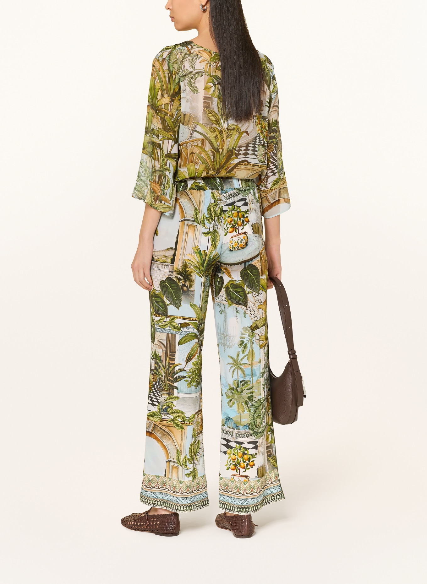 Princess GOES HOLLYWOOD Blusenshirt aus Seide mit 3/4-Arm: GRÜN / HELLBRAUN / HELLBLAU