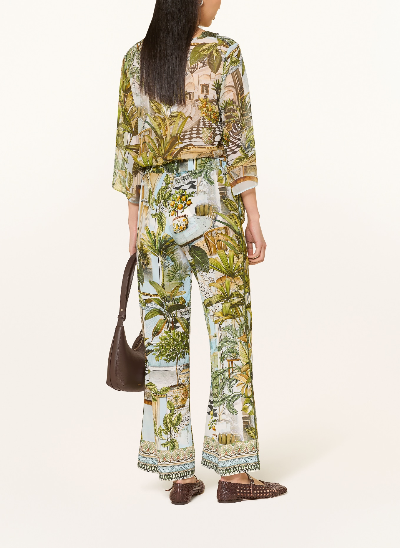 Princess GOES HOLLYWOOD Pantalon Marlene en soie: VERT / MARRON CLAIR / BLEU CLAIR