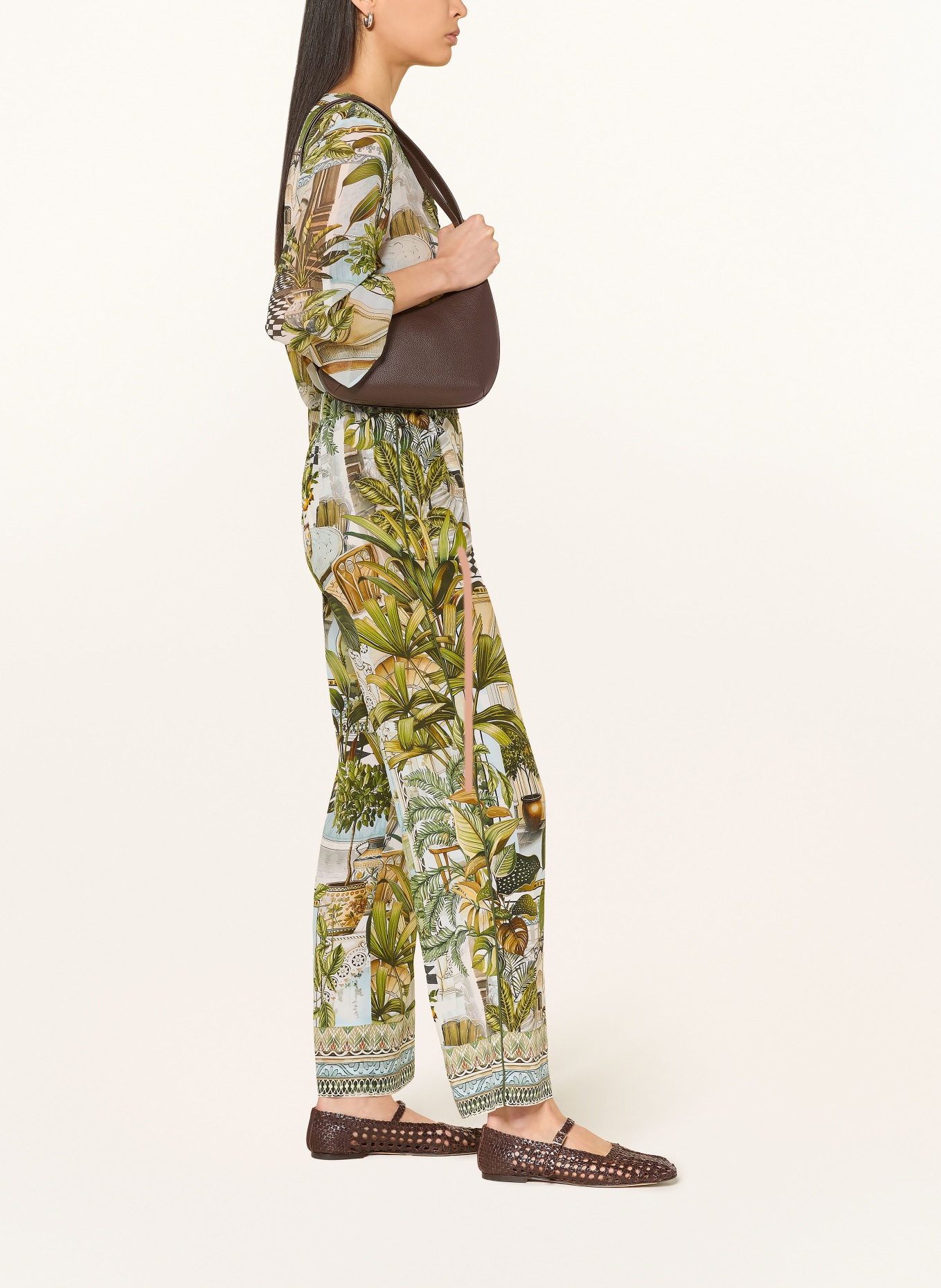 Princess GOES HOLLYWOOD Pantalon Marlene en soie: VERT / MARRON CLAIR / BLEU CLAIR