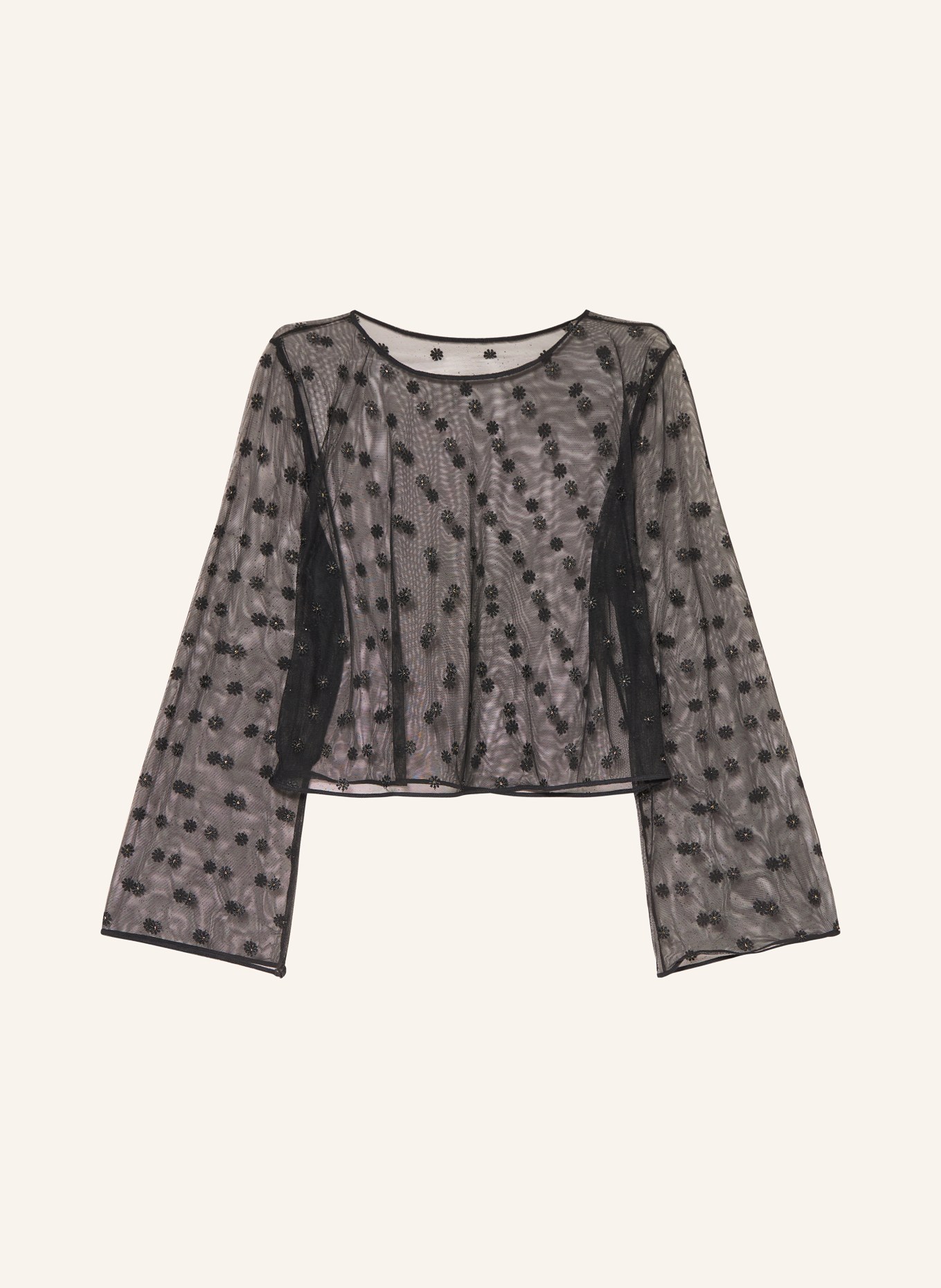MARIE JO Lounge-Shirt DAISY mit Glitzergarn: SCHWARZ / GOLD