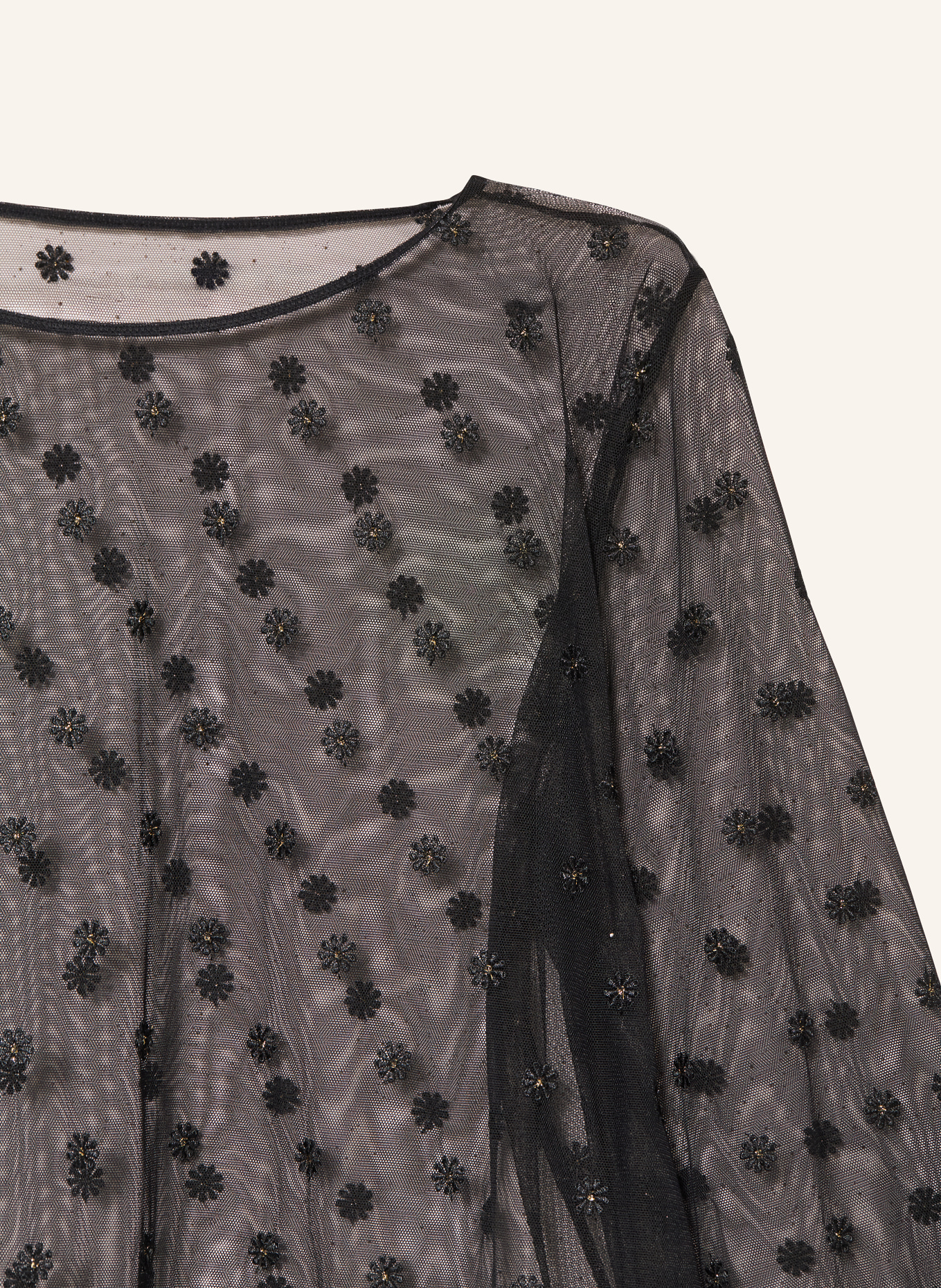 MARIE JO Lounge-Shirt DAISY mit Glitzergarn: SCHWARZ / GOLD