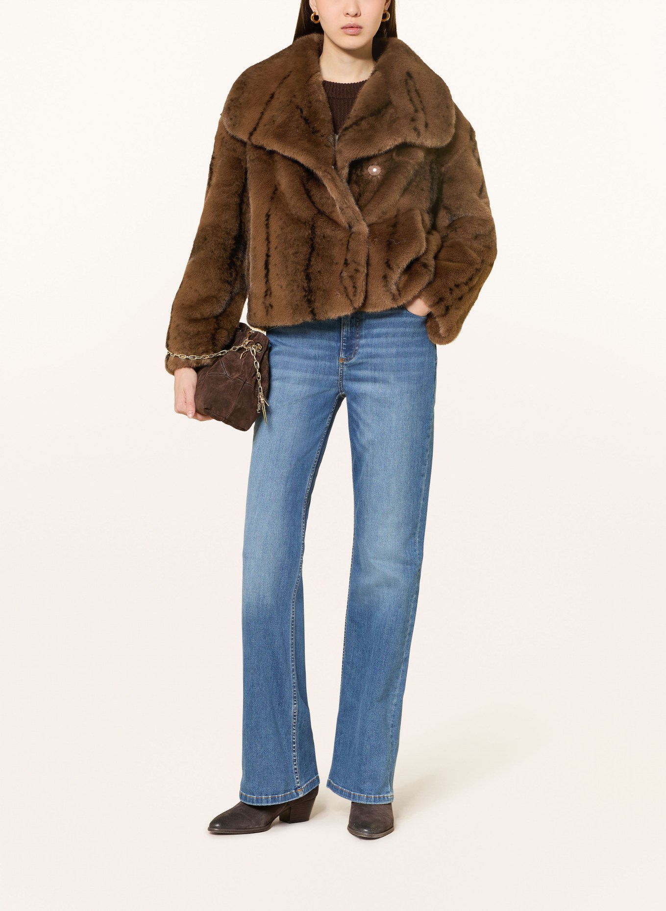 ba&sh Kunstfell-Jacke FOXY: BRAUN / SCHWARZ