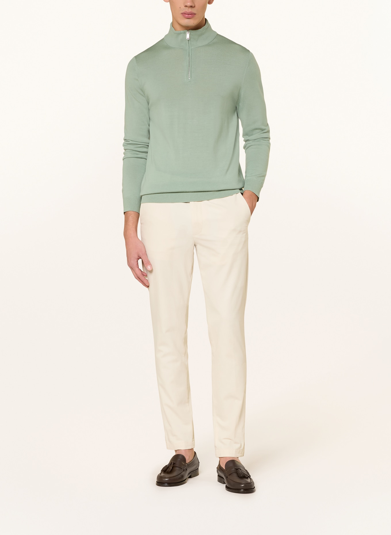 REISS BLACKHALL merino wool sweater: LIGHT GREEN