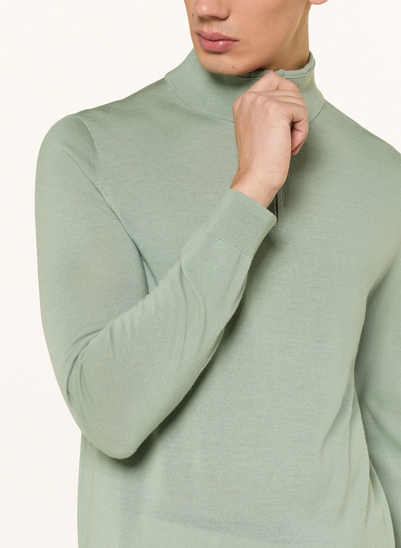 REISS BLACKHALL merino wool sweater: LIGHT GREEN