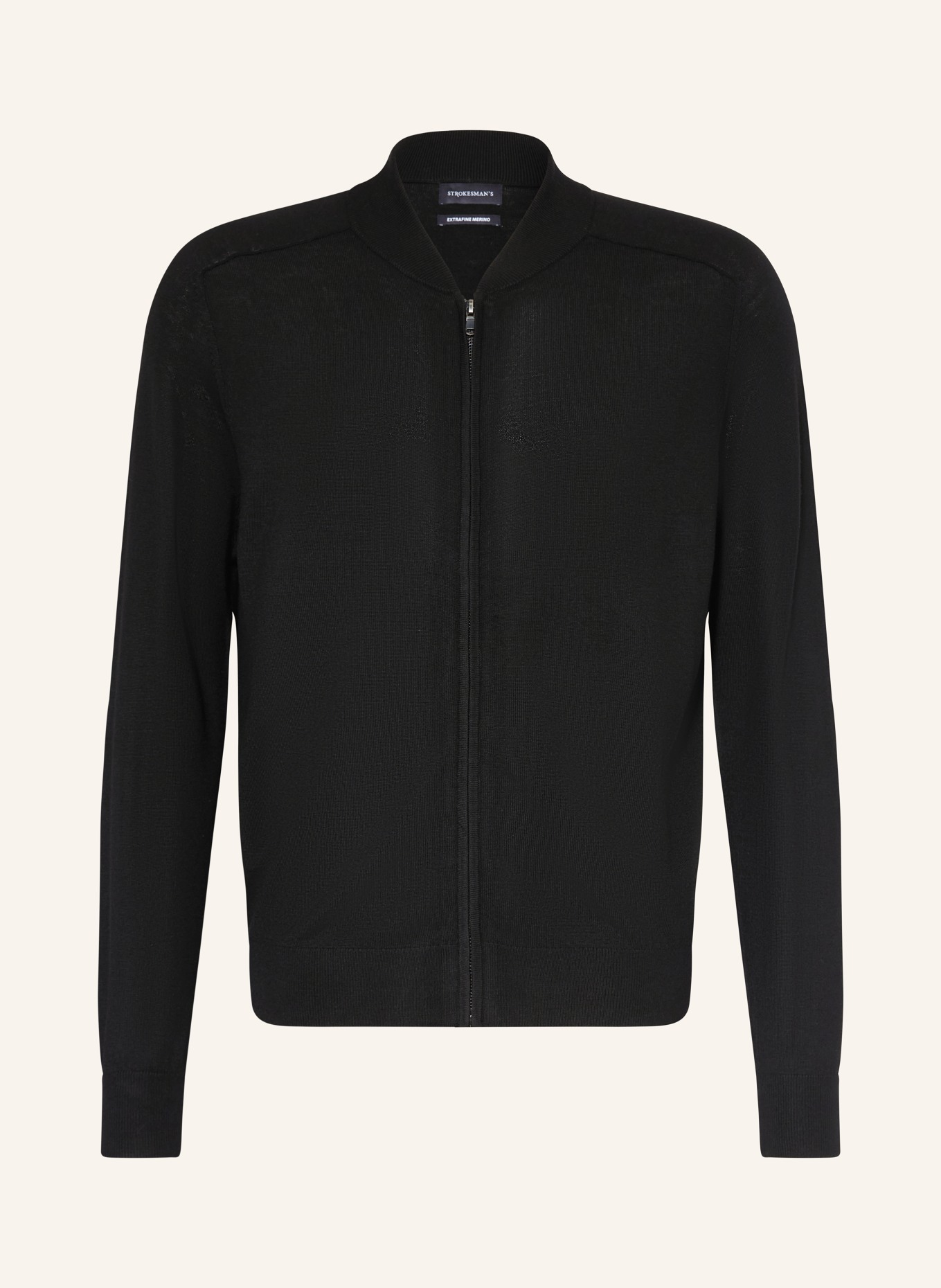 STROKESMAN'S Merino wool cardigan: BLACK