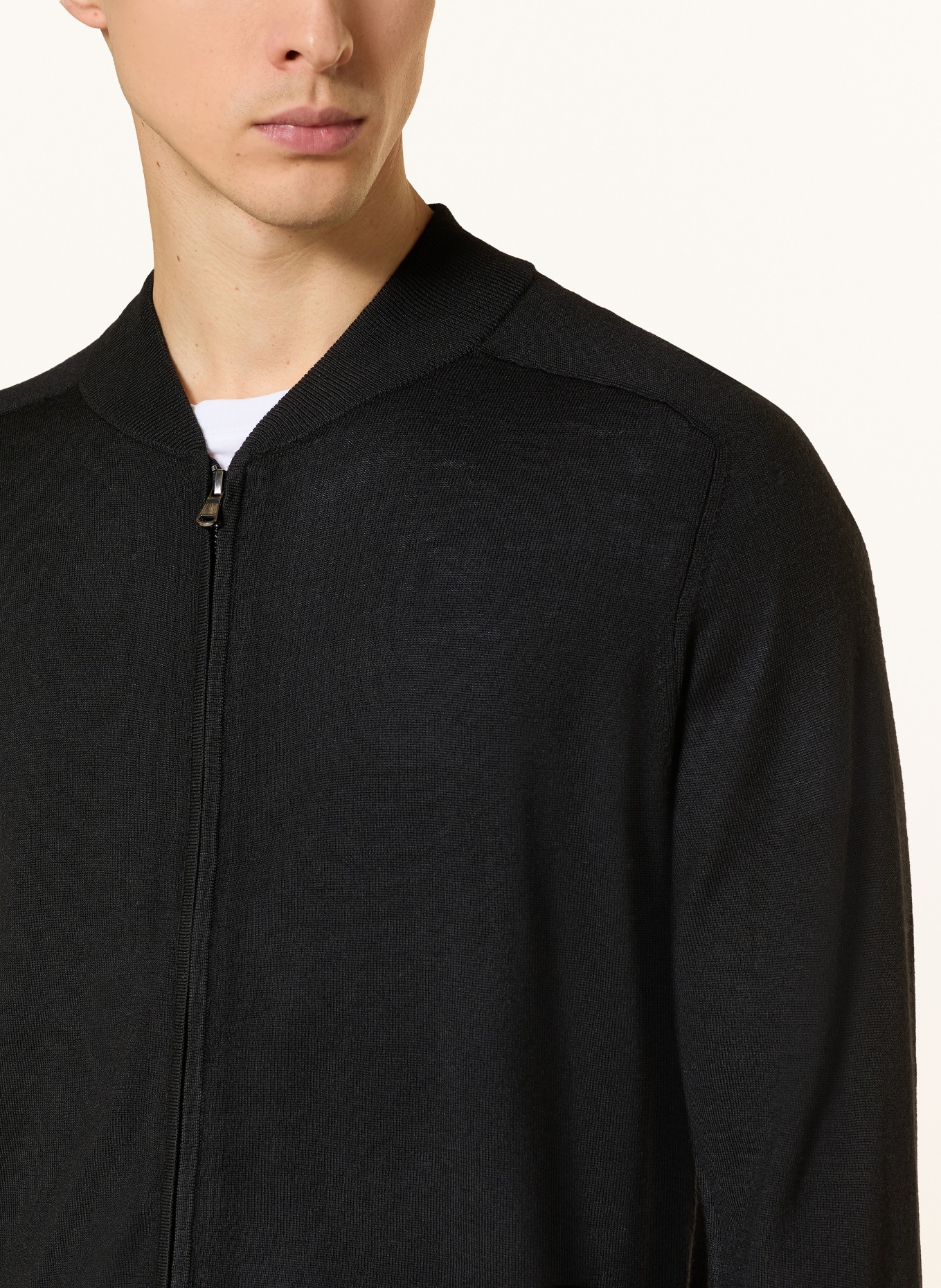 STROKESMAN'S Merino wool cardigan: BLACK