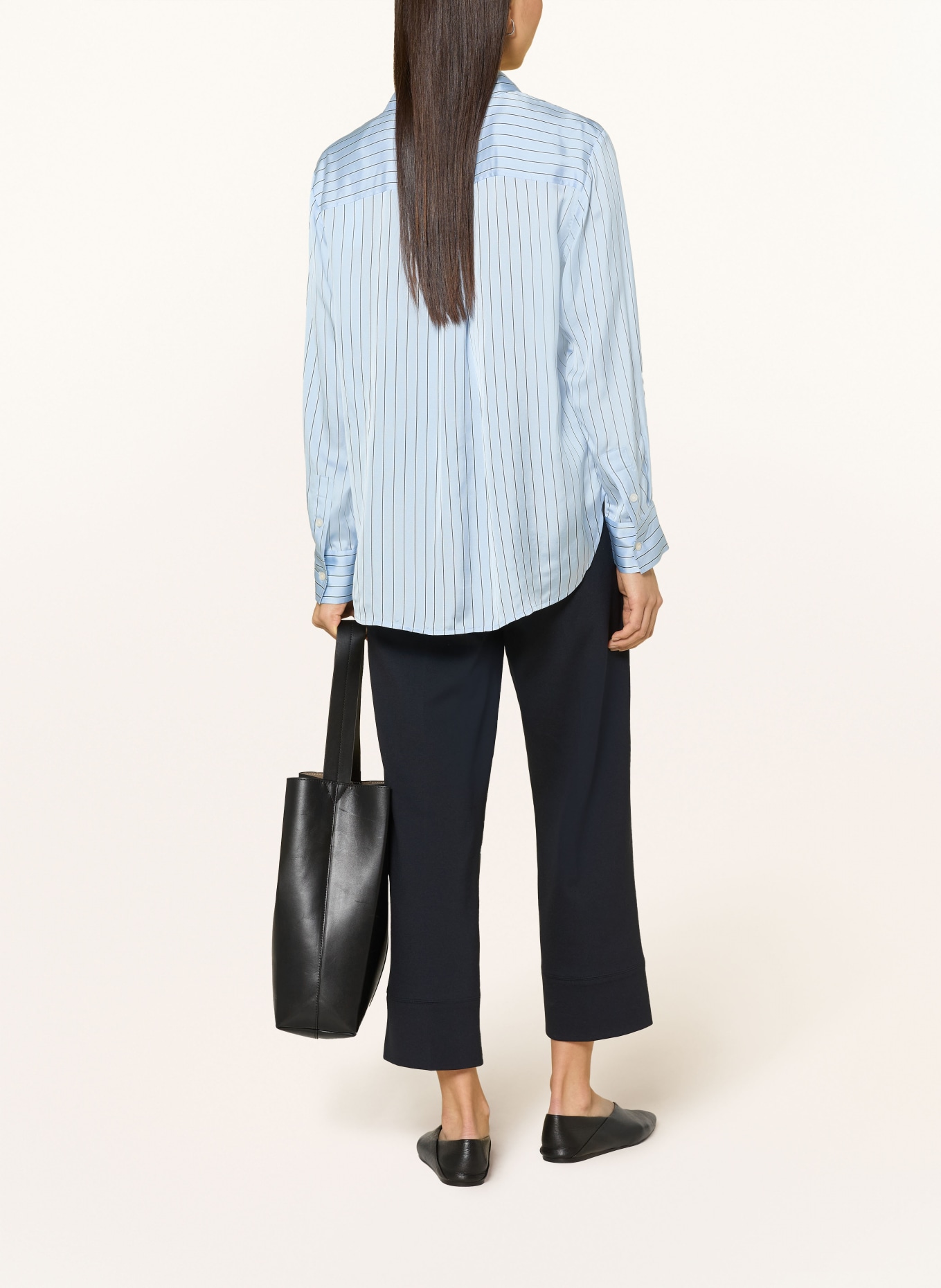 someday Hemdbluse ZENJA aus Satin: HELLBLAU / WEISS / SCHWARZ