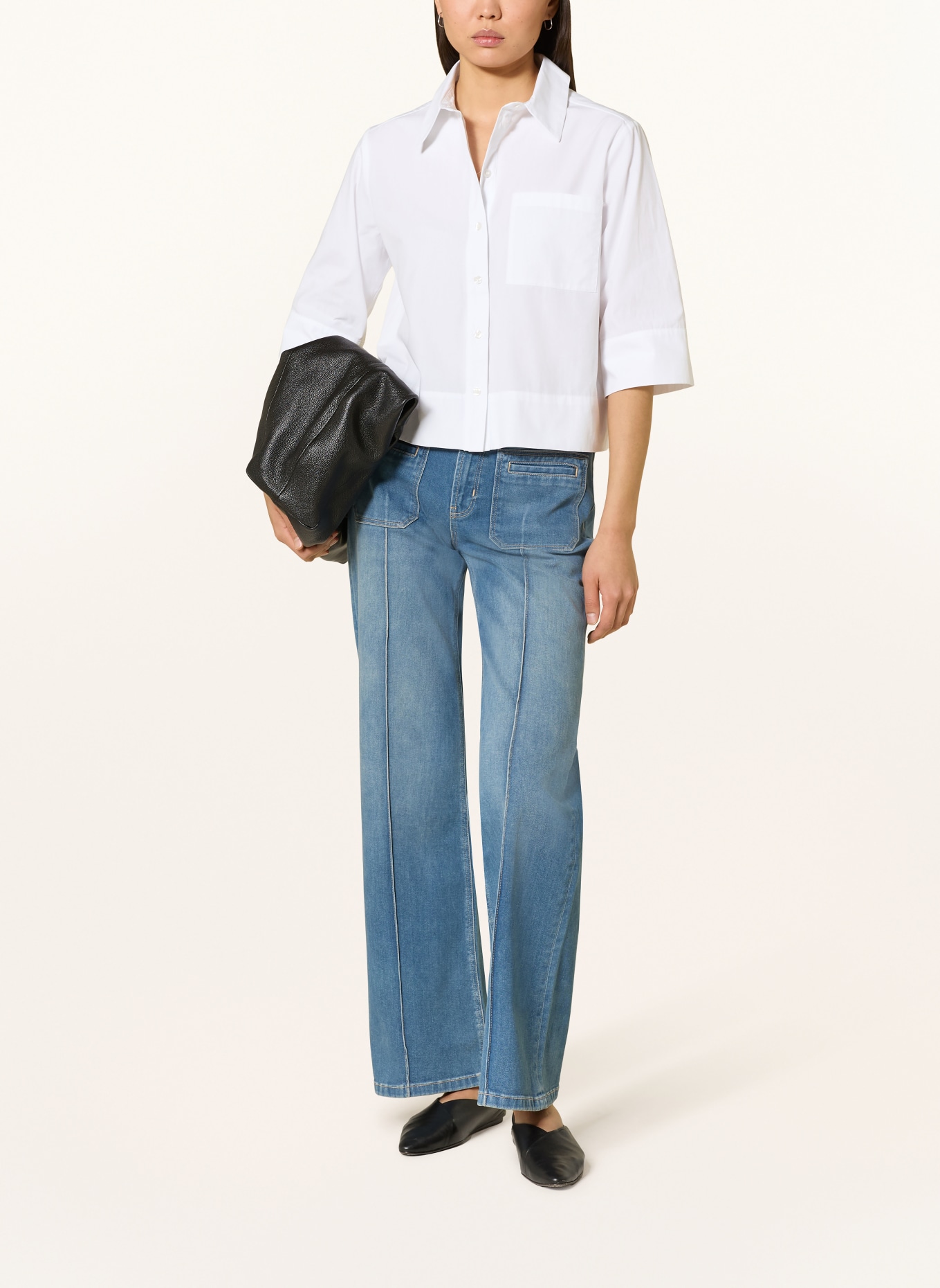 someday ZARBA BOLD shirt blouse with 3/4 sleeves: WHITE