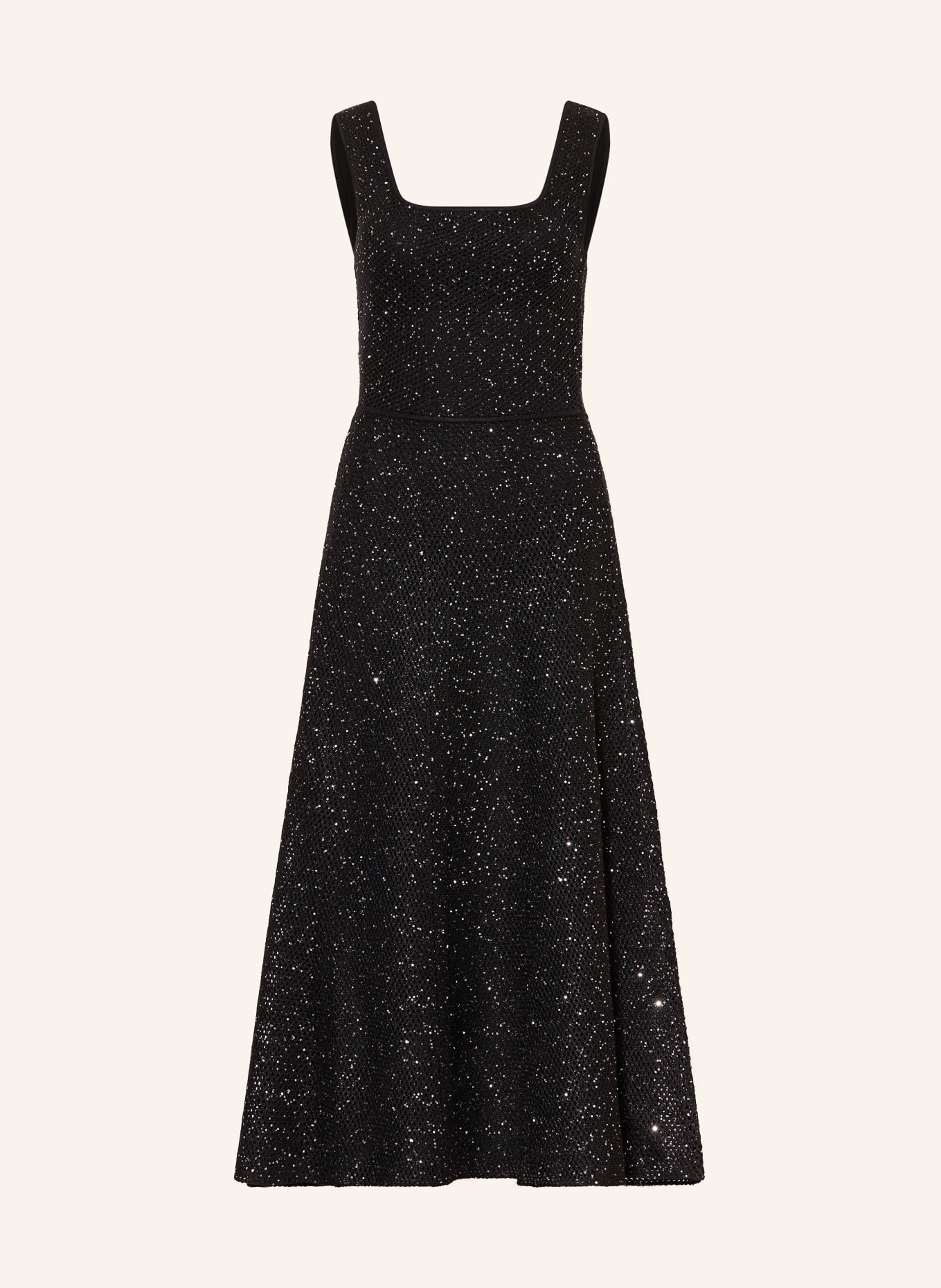 maje Strickkleid mit Pailletten und Glitzergarn: SCHWARZ