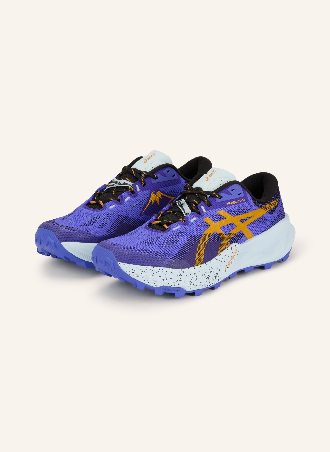 ASICS Trailrunning-Schuhe TRABUCO 14: BLAU / DUNKELORANGE / SCHWARZ