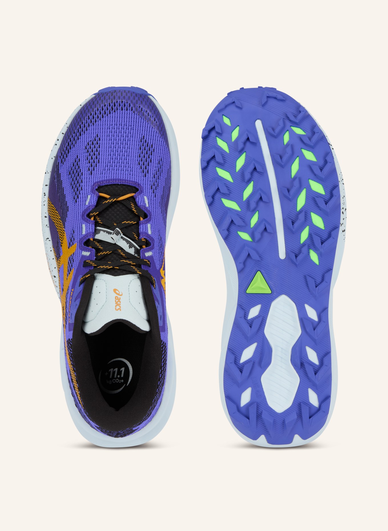 ASICS Trailrunning-Schuhe TRABUCO 14: BLAU / DUNKELORANGE / SCHWARZ