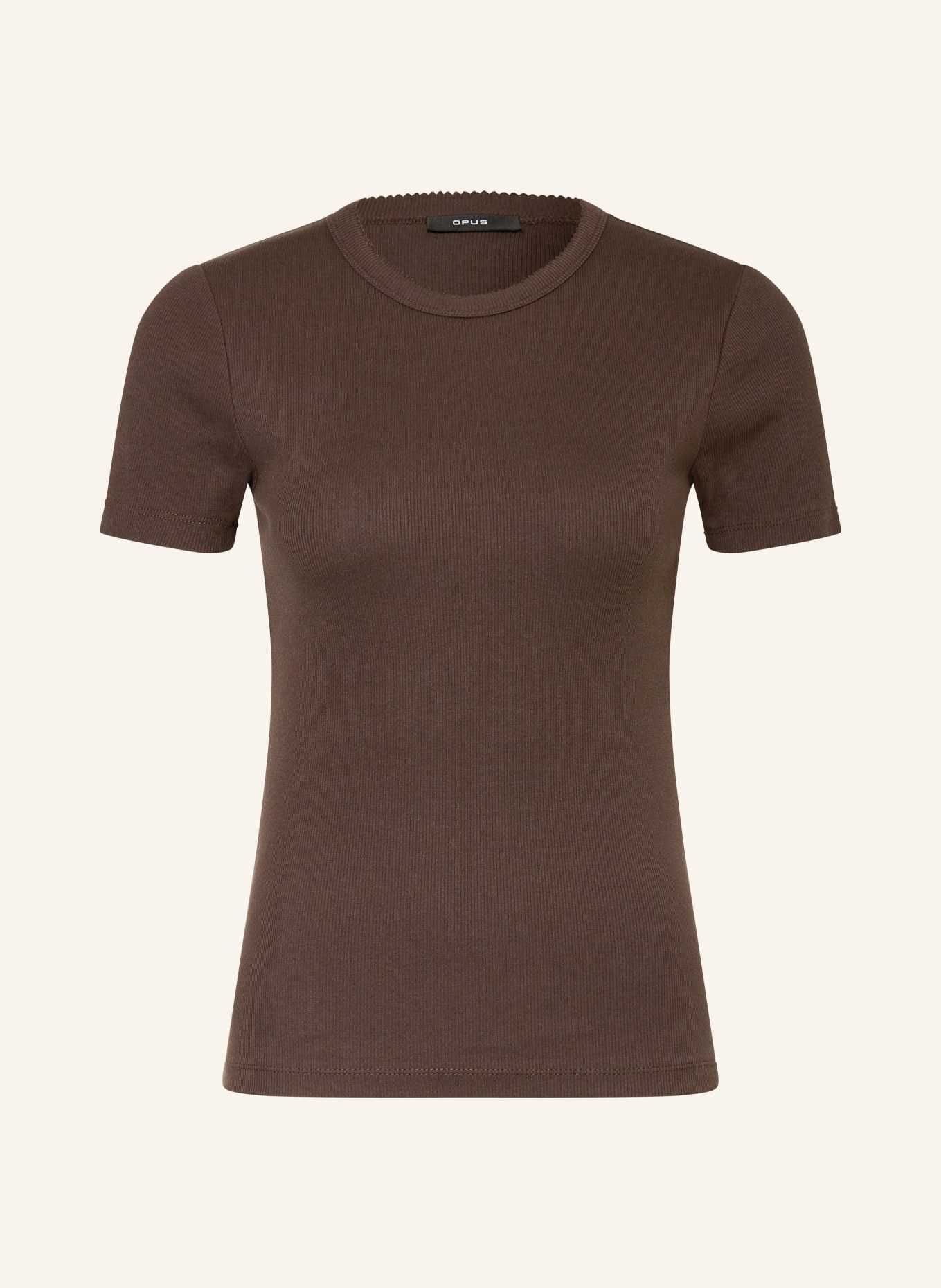 OPUS T-Shirt SAMUNA SCALLOP: DUNKELBRAUN