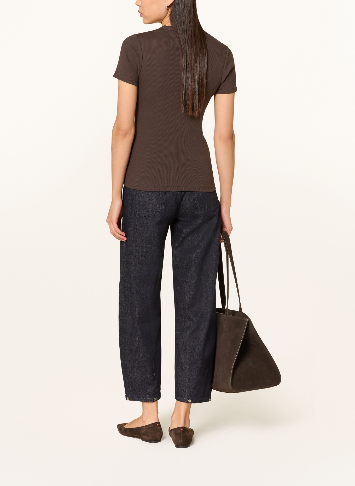 OPUS T-Shirt SAMUNA SCALLOP: DUNKELBRAUN