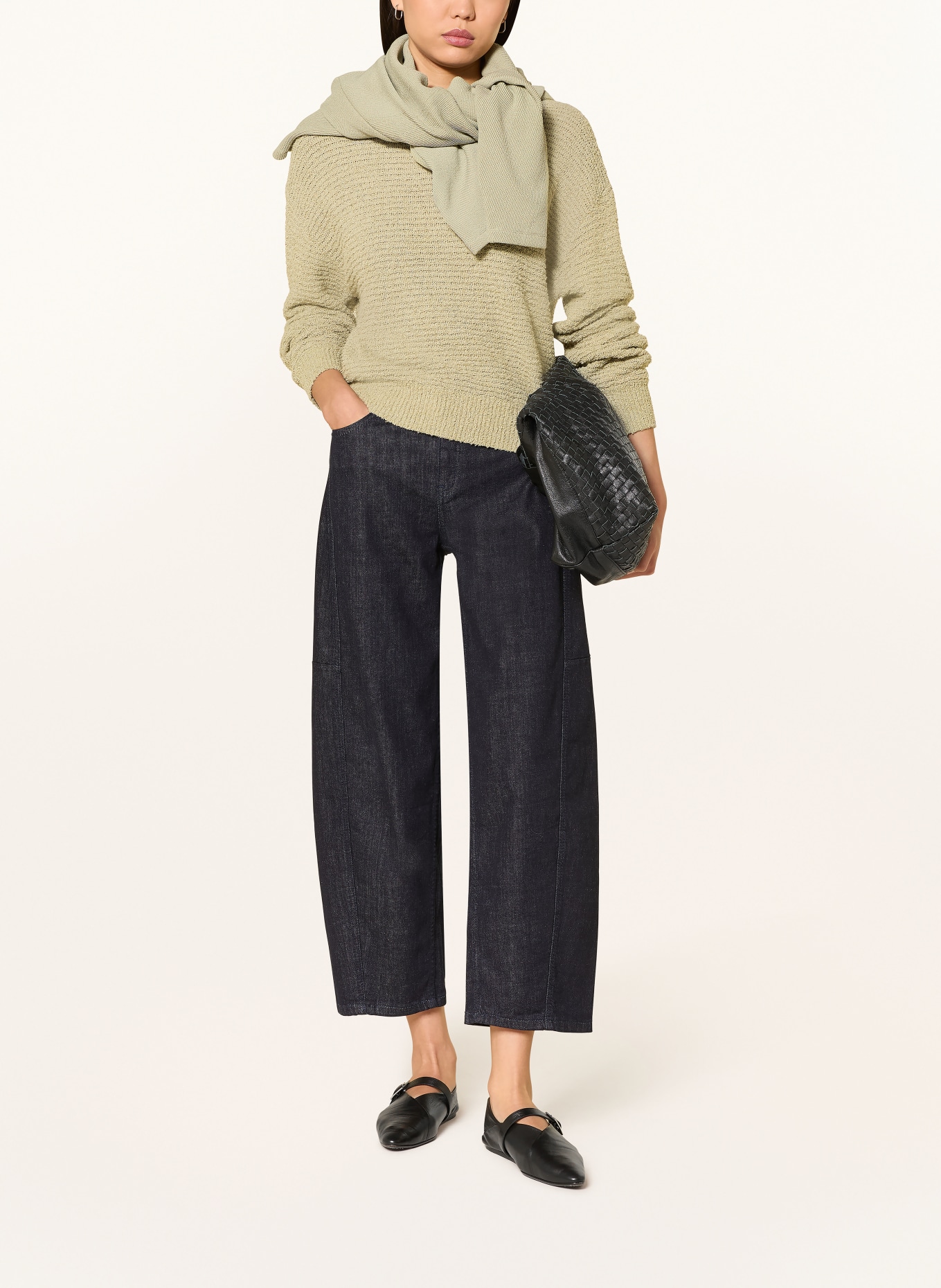 OPUS Bouclé-Pullover PIPERI: HELLGRÜN