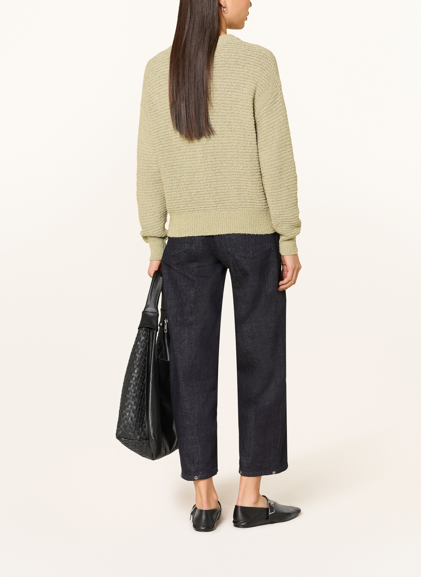 OPUS Bouclé-Pullover PIPERI: HELLGRÜN