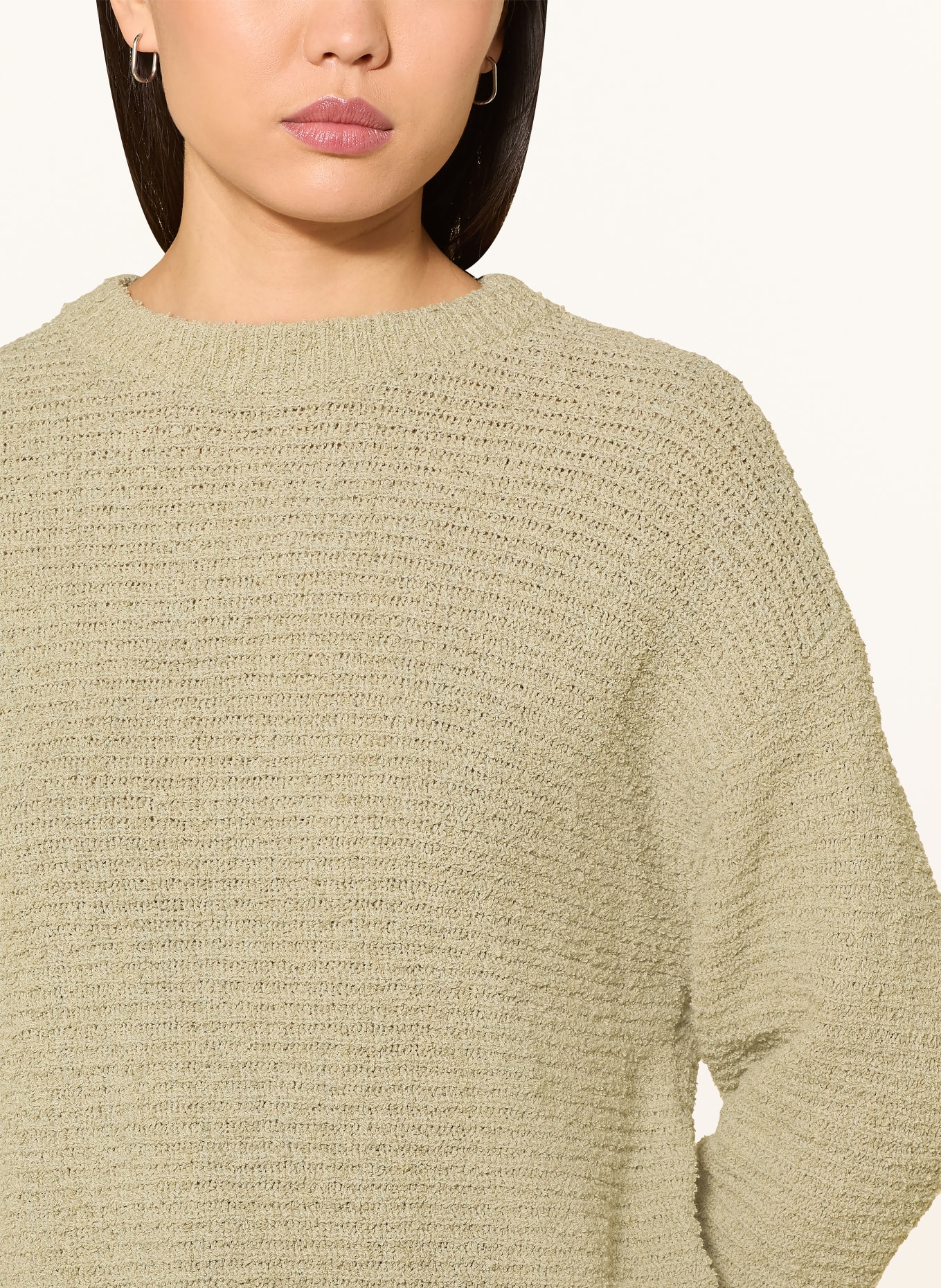 OPUS Bouclé-Pullover PIPERI: HELLGRÜN