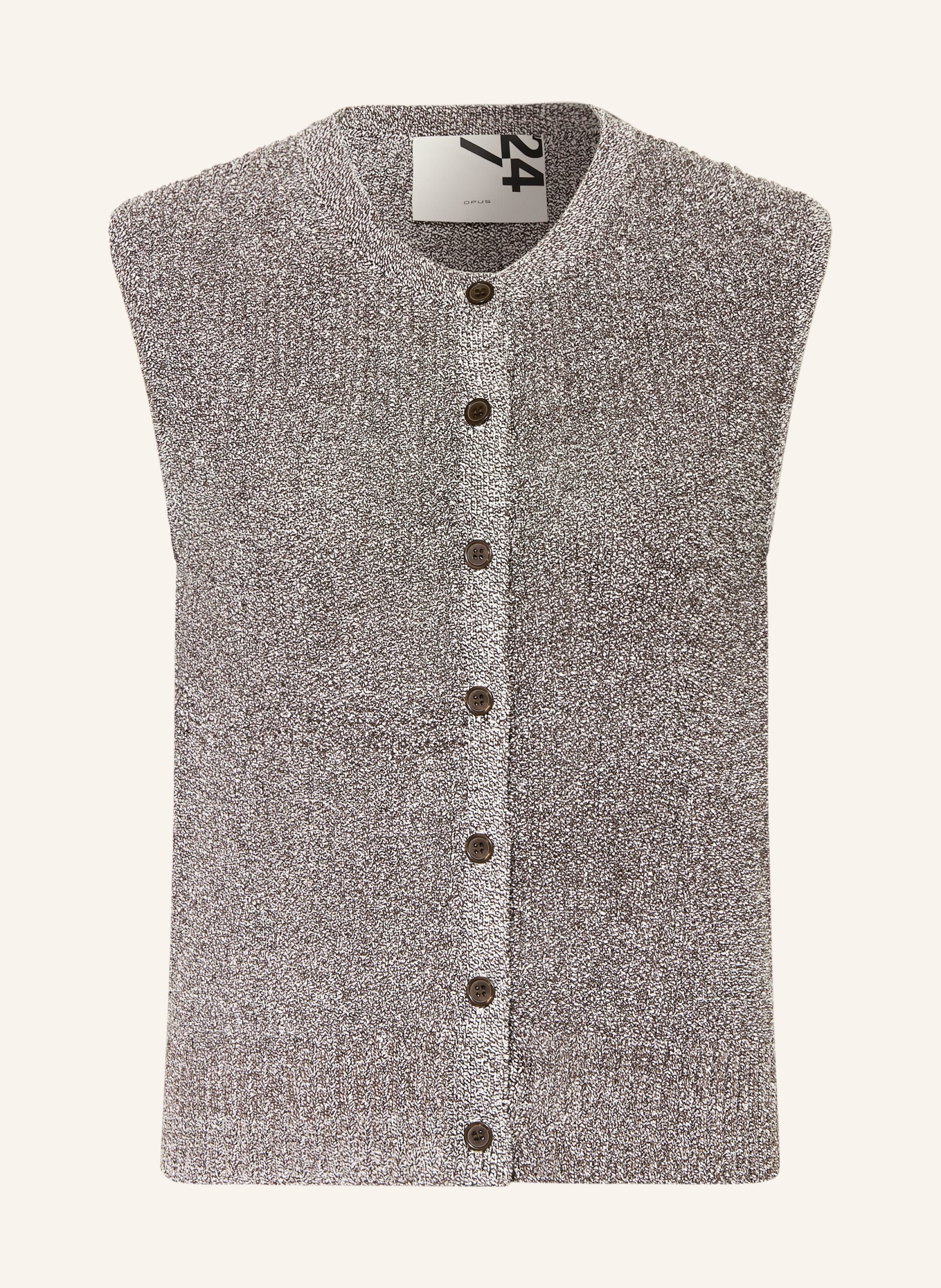 OPUS Strickweste DIPPA: DUNKELBRAUN / WEISS