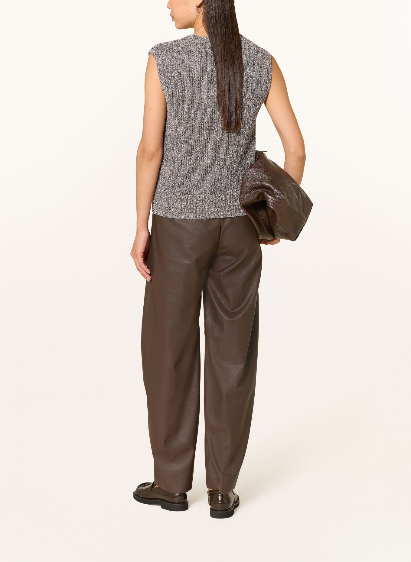 OPUS Strickweste DIPPA: DUNKELBRAUN / WEISS