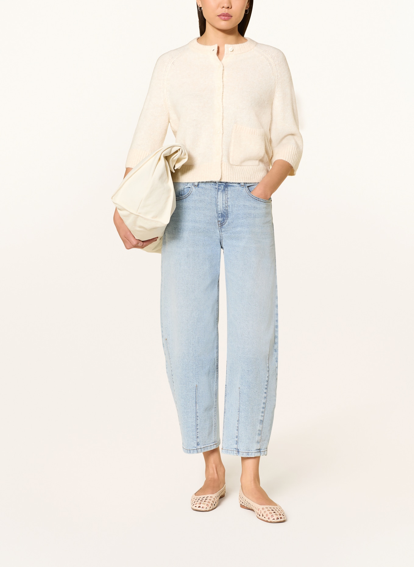 OPUS Sweter DATHENA z rękawami 3/4: KREMOWY