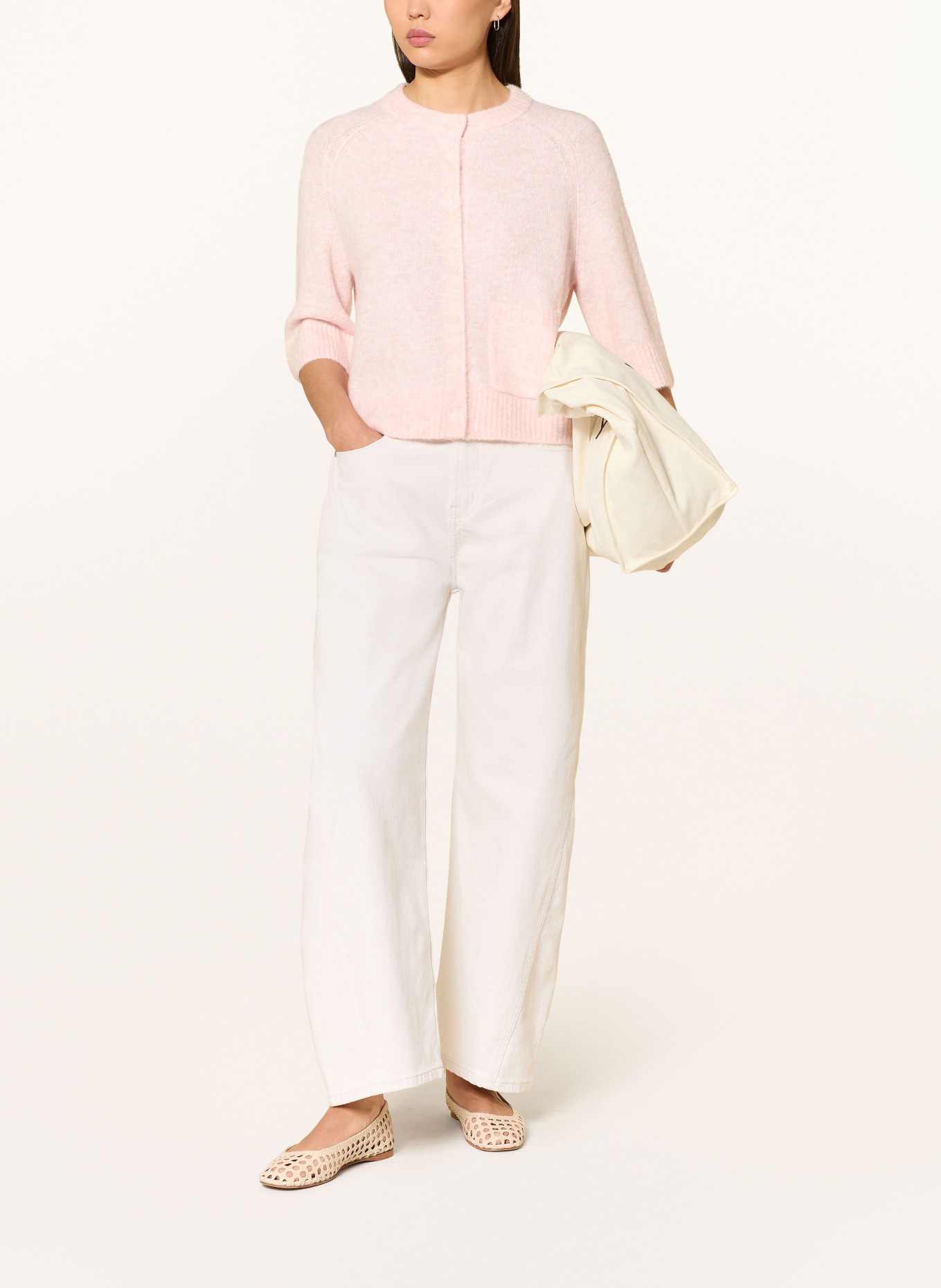 OPUS Sweter DATHENA z rękawami 3/4: BLADORÓŻOWY