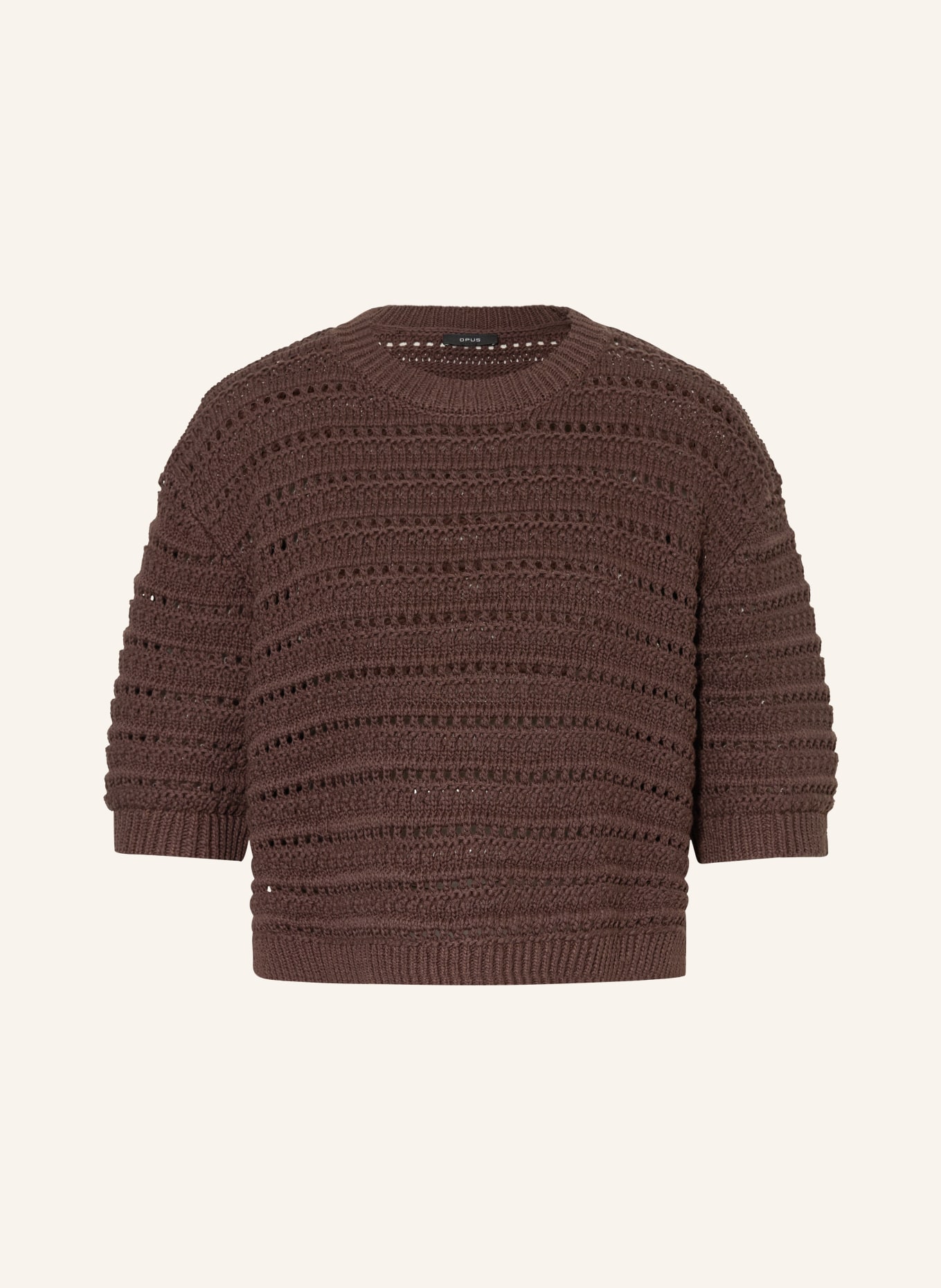 OPUS Pletené tričko PLOOMINA: TMAVĚ HNĚDÁ